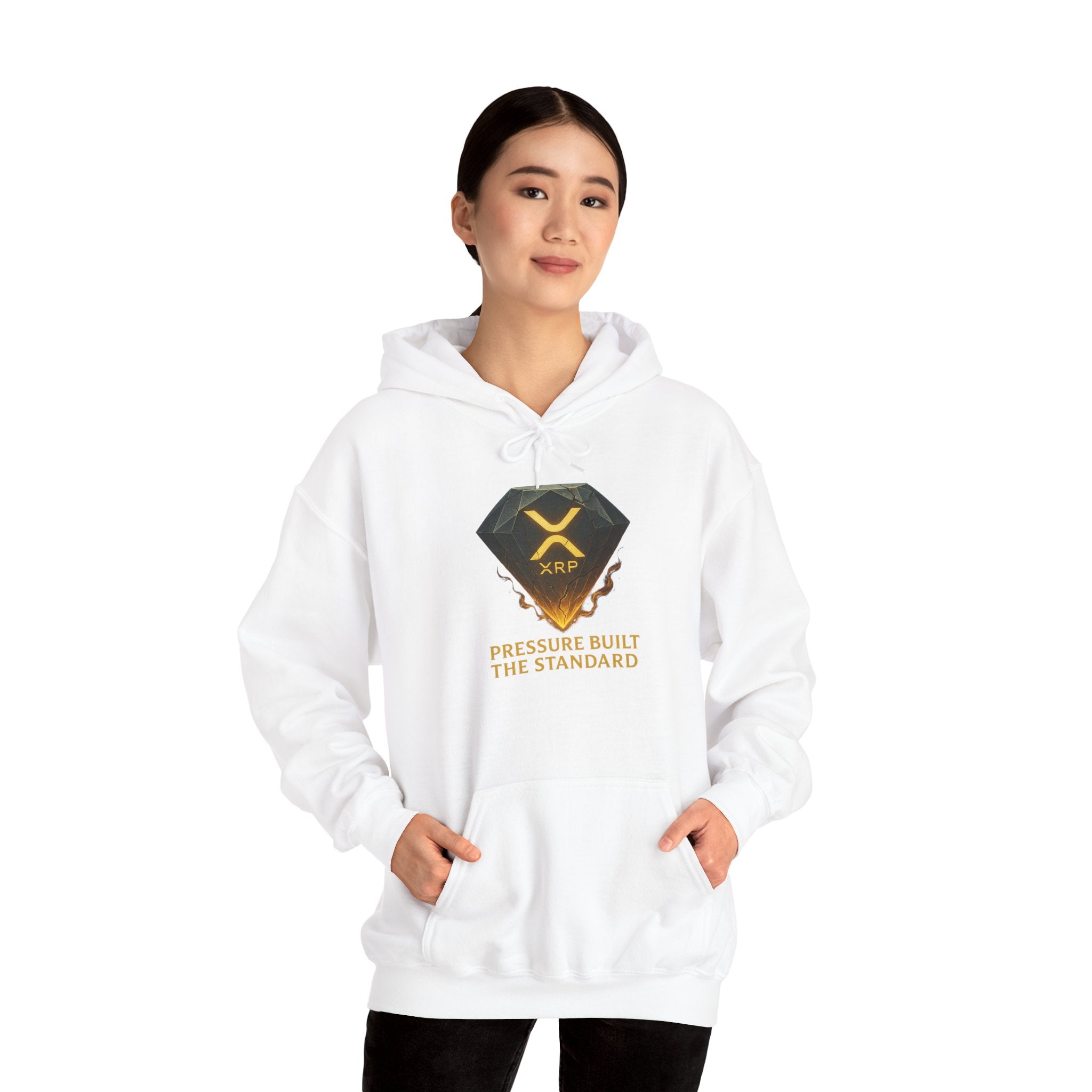 XRP Crypto Hoodie — "Pressure Built The Standard" Logo Pullover