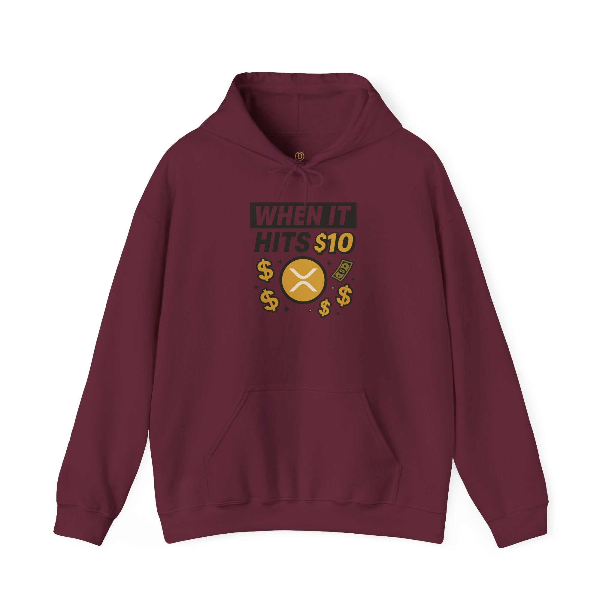 Crypto HODL Hoodie – "When It Hits 10" Funny XRP Coin Sweatshirt
