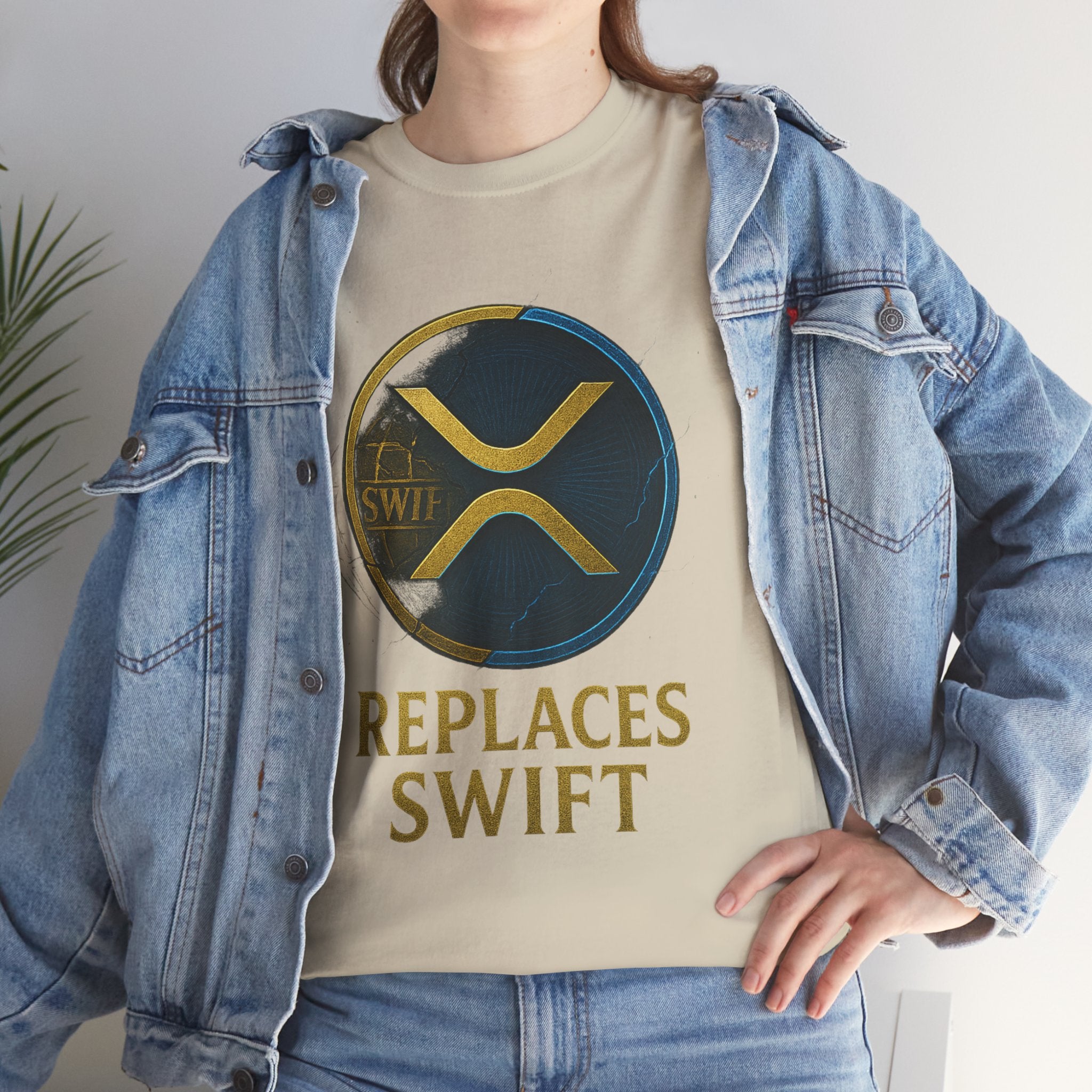 XRP 'Replaces Swift' Cotton Tee — Crypto Ripple Logo T-Shirt