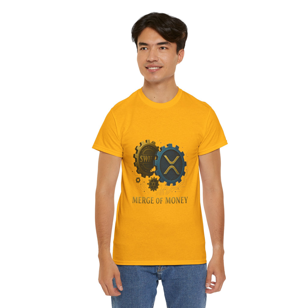 Merge of Money Tee - Cryptocurrency Gears XRP & SWI Crypto T-Shirt