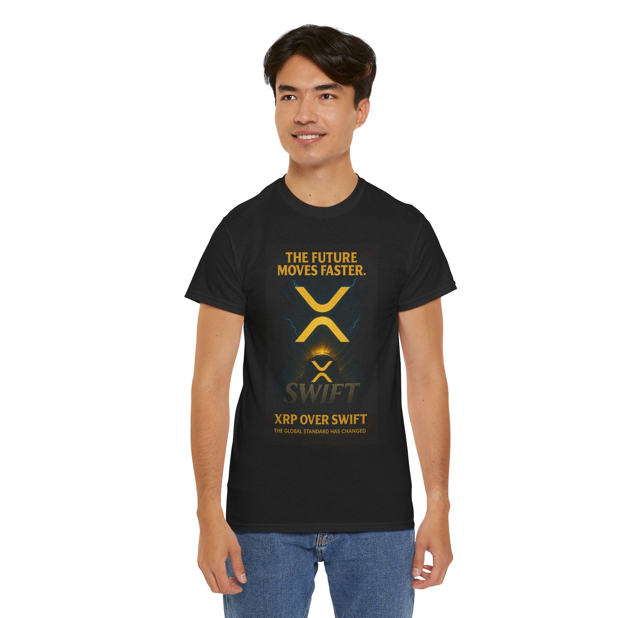 XRP Swift Crypto T-Shirt — “The Future Moves Faster” XRP Over Swift Tee