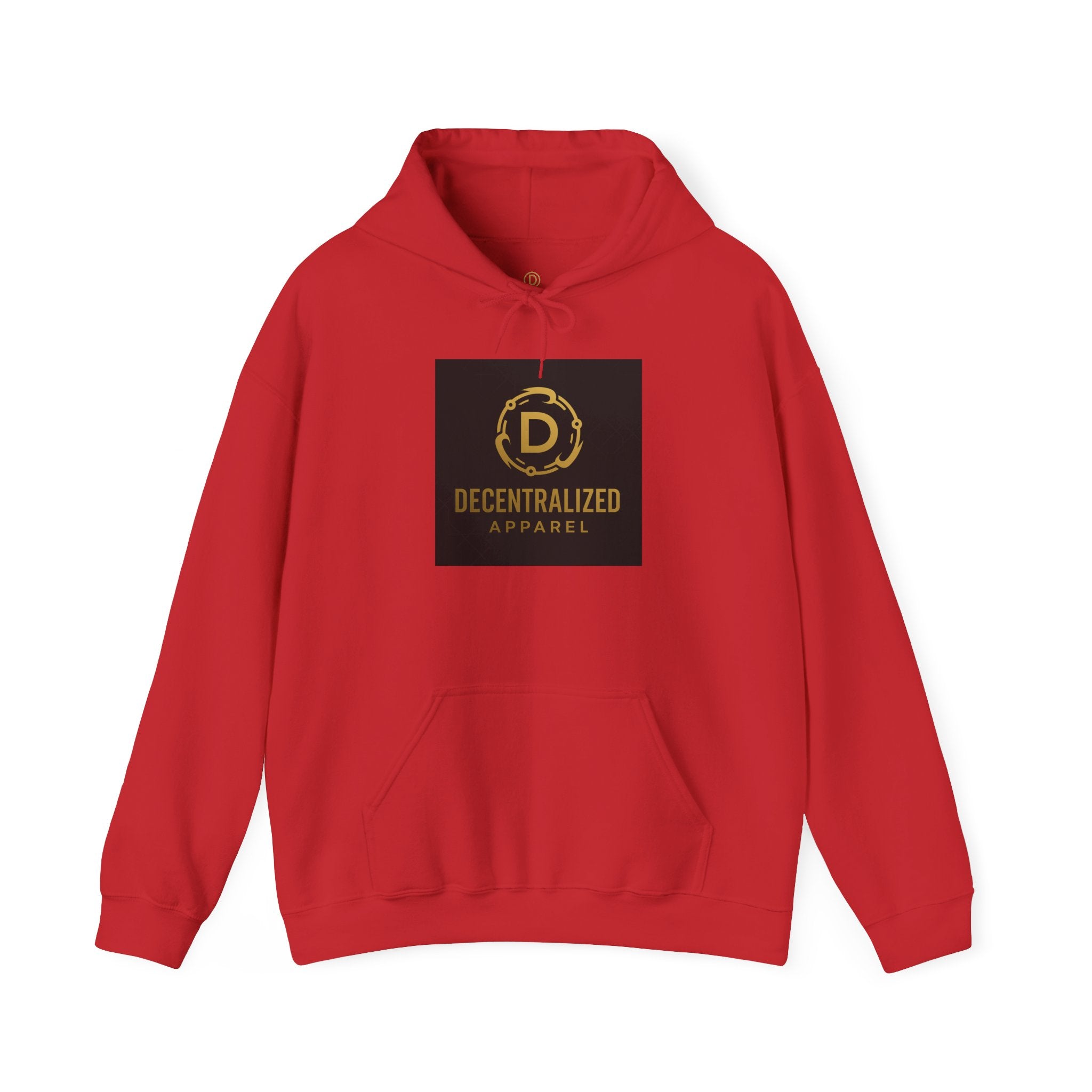 Decentralized Apparel Logo Hoodie – Gold Emblem Streetwear Sweatshirt