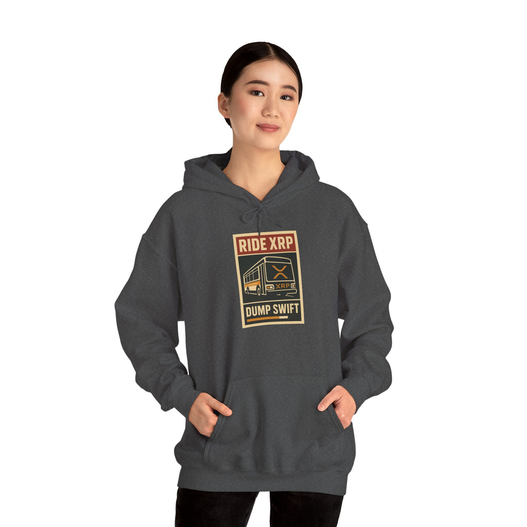 XRP Crypto Hoodie — "Ride XRP, Dump Swift" Retro Badge