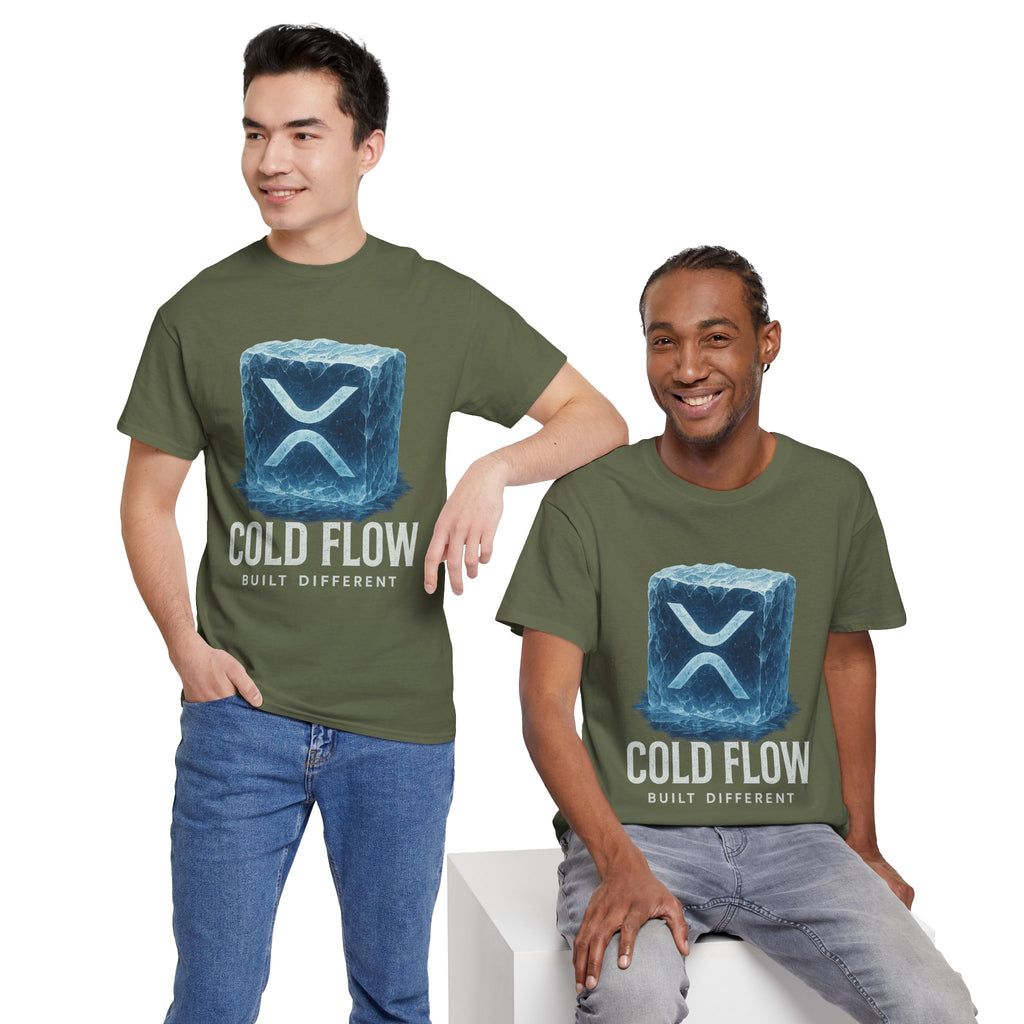 Cold Flow Ripple Logo T‑Shirt — 'Cold Flow: Built Different' Ice Cube Design