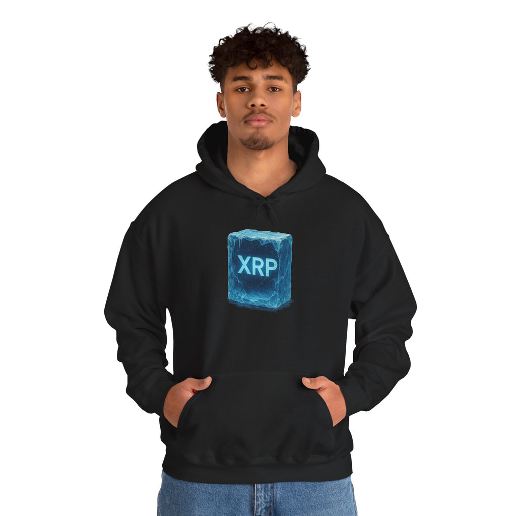 XRP Frozen Cube Hoodie — Crypto Ice Block Sweater for XRP Fans