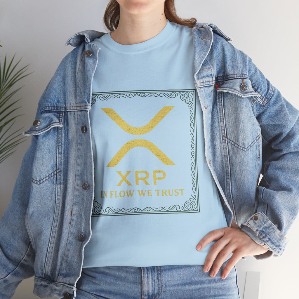 XRP Logo T-Shirt — "In Flow We Trust" Crypto Tee for Ripple Fans