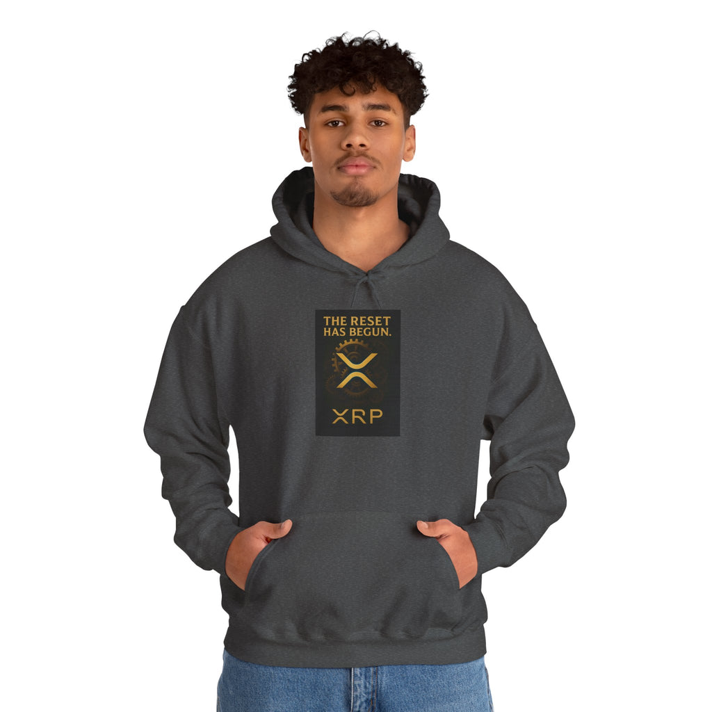 XRP Hoodie — "The Reset Has Begun" Crypto Logo Pullover