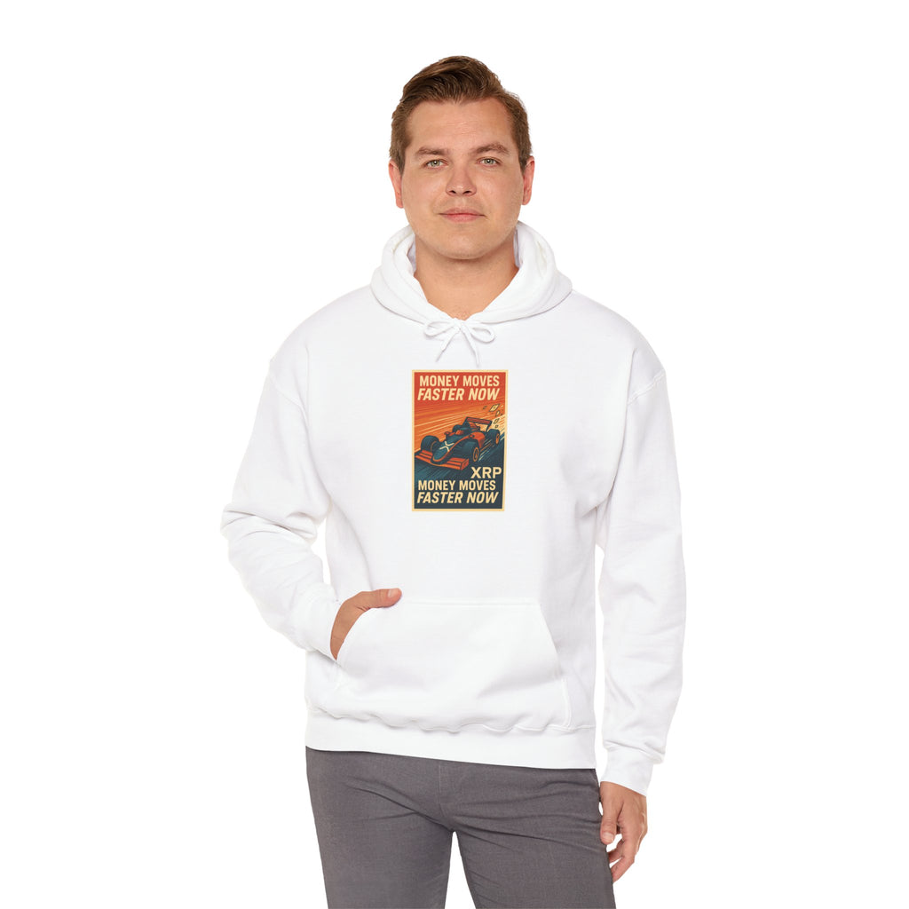 XRP 'Money Moves Faster Now' Hoodie – Crypto Retro Graphic Pullover