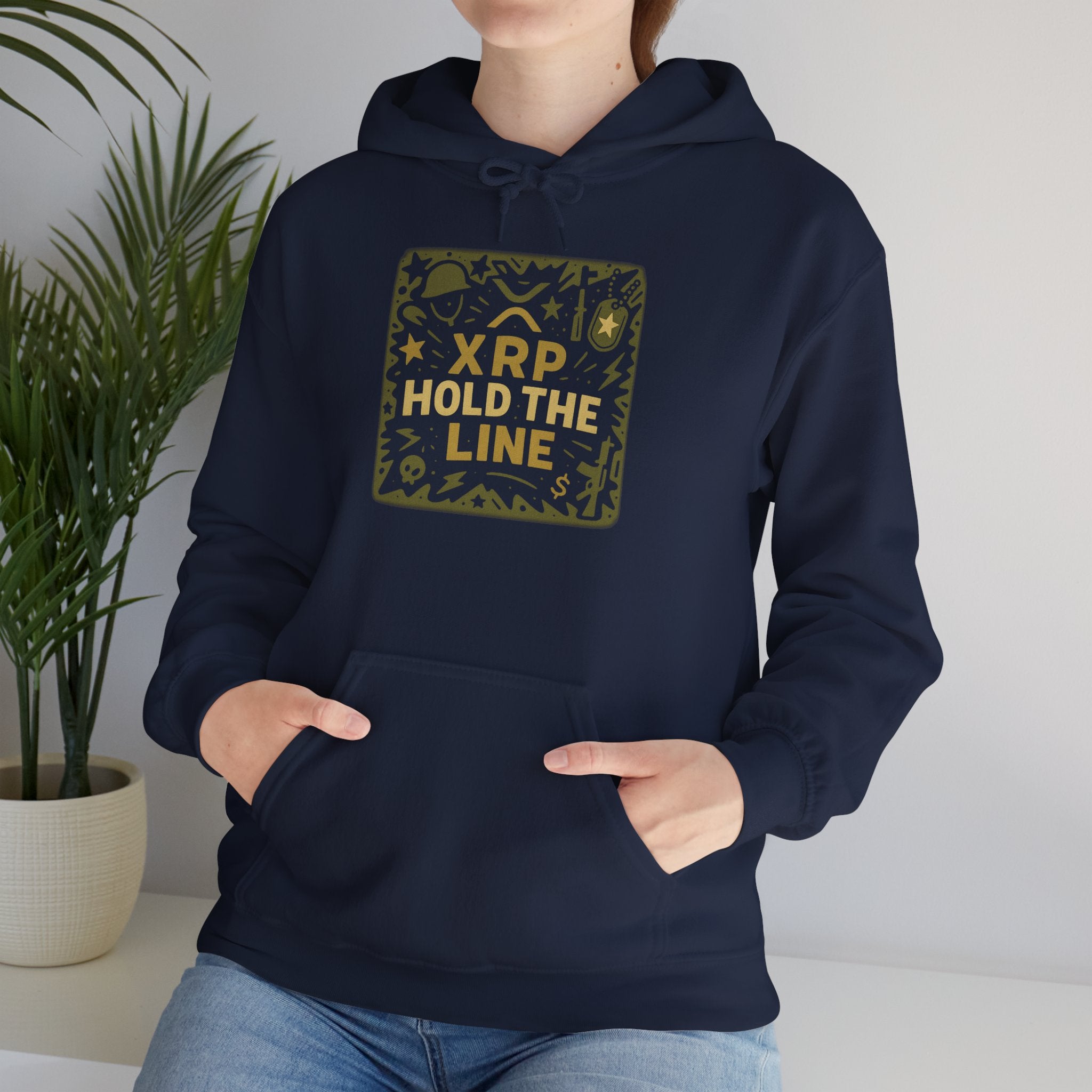 XRP Hold The Line Hoodie — Crypto Supporter Graphic Hooded Sweatshirt