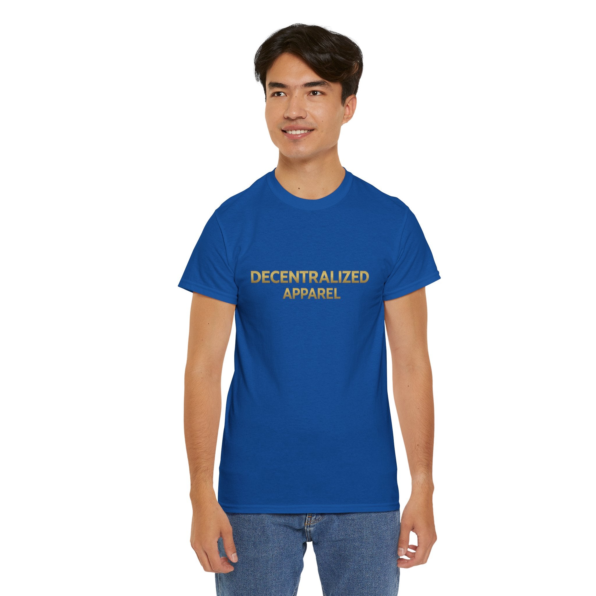 Decentralized Apparel T‑Shirt — Minimal Gold Logo Tee