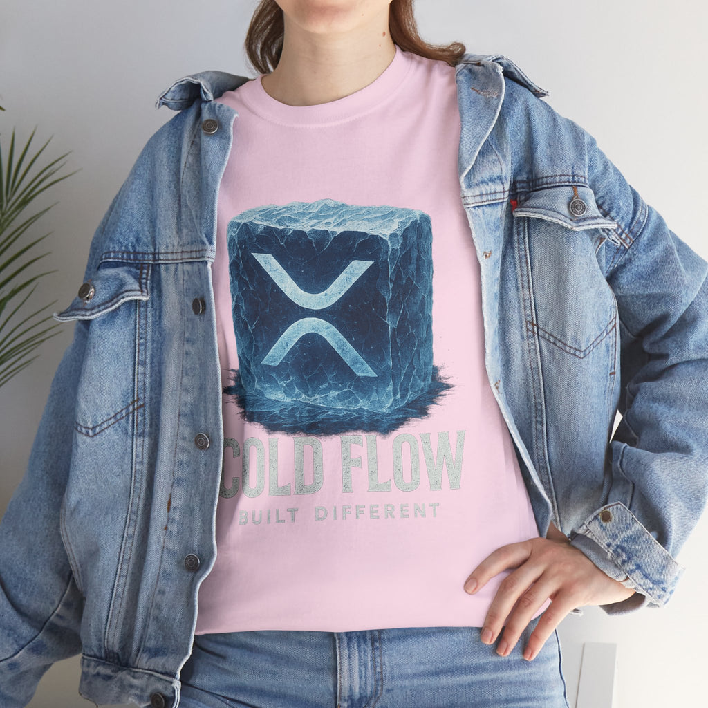 Cold Flow Ripple Logo T‑Shirt — 'Cold Flow: Built Different' Ice Cube Design
