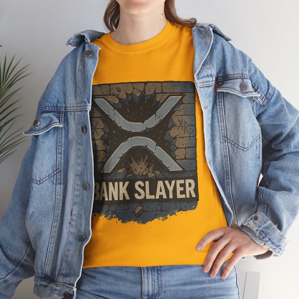 Bank Slayer T‑Shirt — Retro Grunge Crypto XRP Design