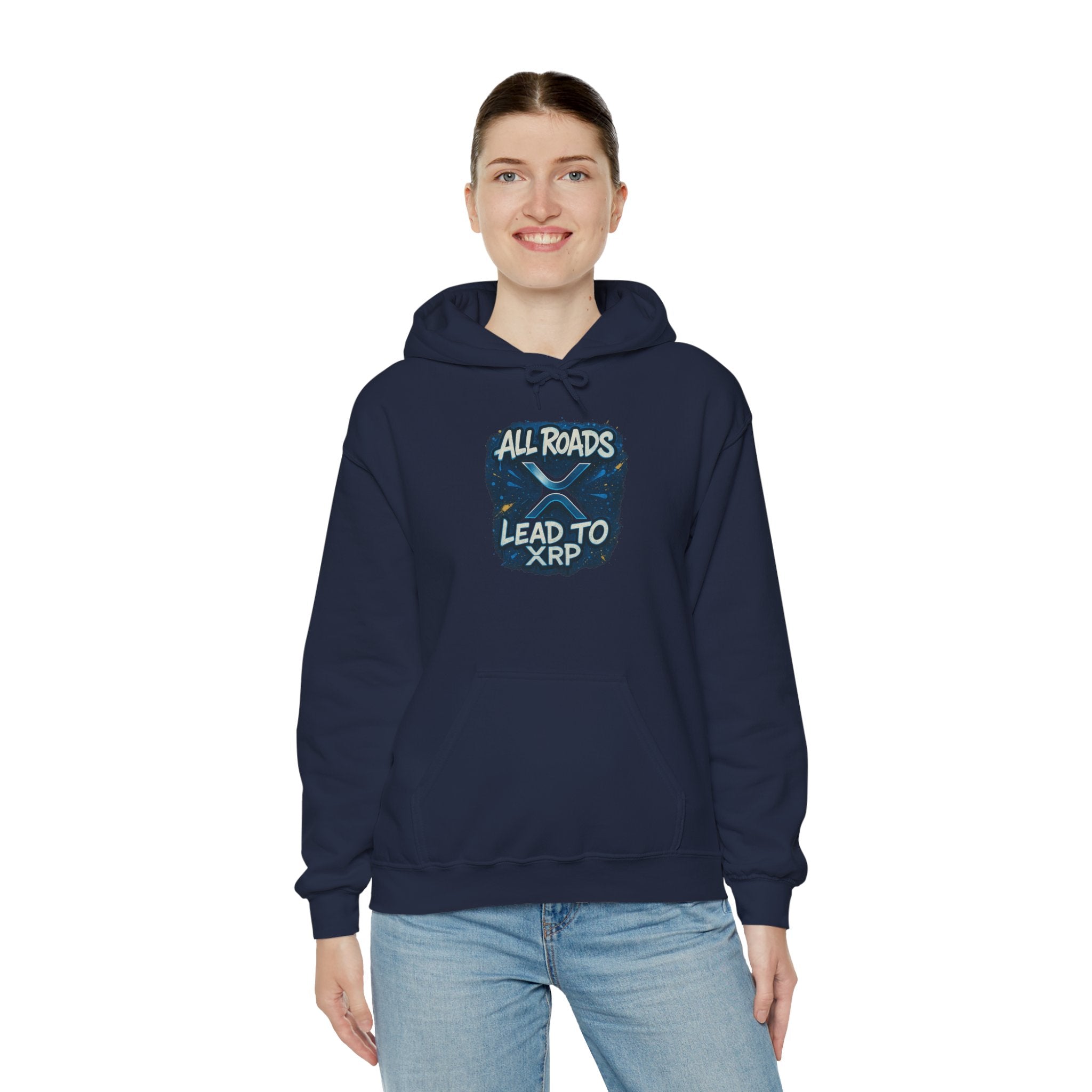 All Roads Lead to XRP Hoodie – Crypto Ripple Logo Sweatshirt