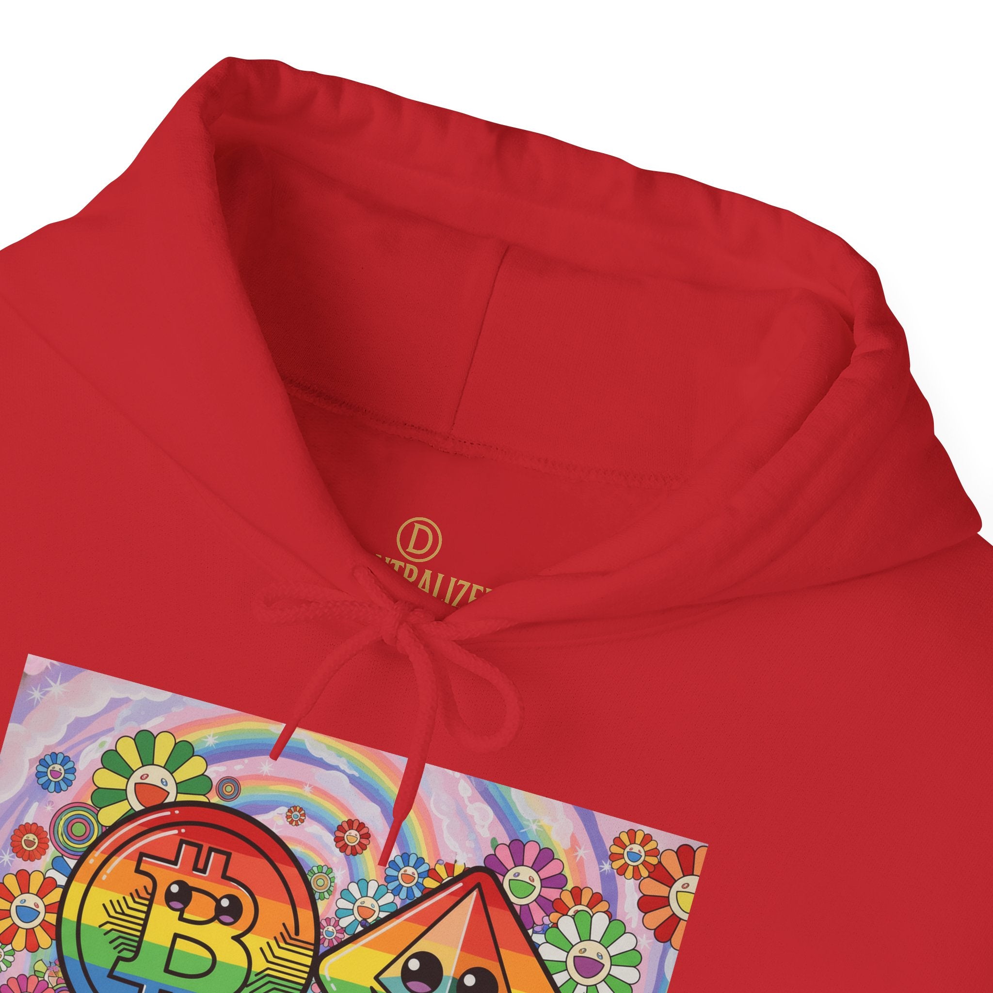 Crypto Flower Power Hoodie — Bitcoin & Ethereum Psychedelic Design