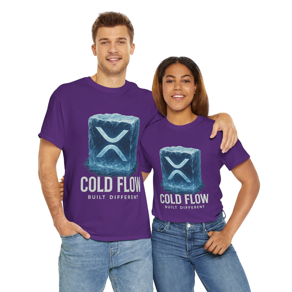 Cold Flow Ripple Logo T‑Shirt — 'Cold Flow: Built Different' Ice Cube Design