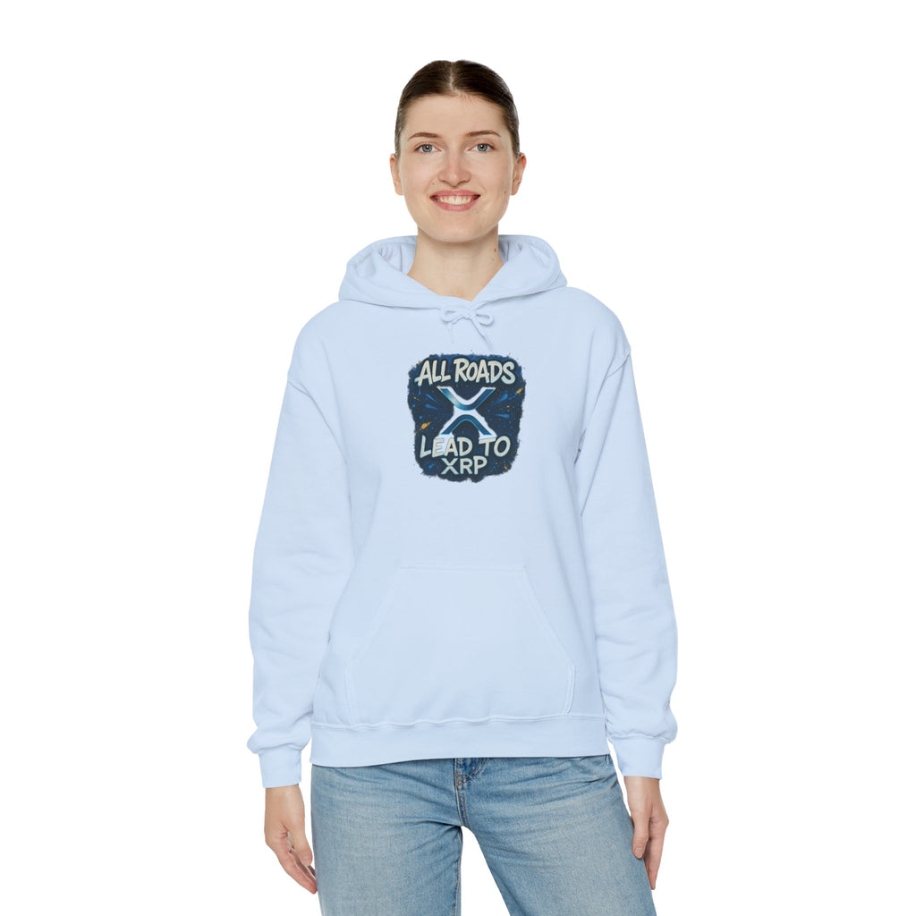 All Roads Lead to XRP Hoodie – Crypto Ripple Logo Sweatshirt