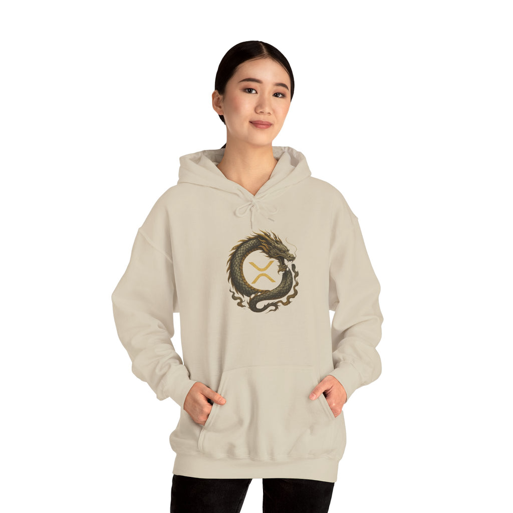 Dragon Ouroboros Hoodie with Ripple Rune — Mythic Symbol Pullover