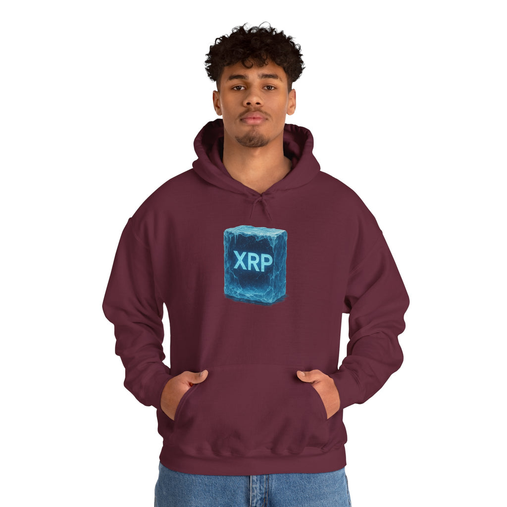 XRP Frozen Cube Hoodie — Crypto Ice Block Sweater for XRP Fans