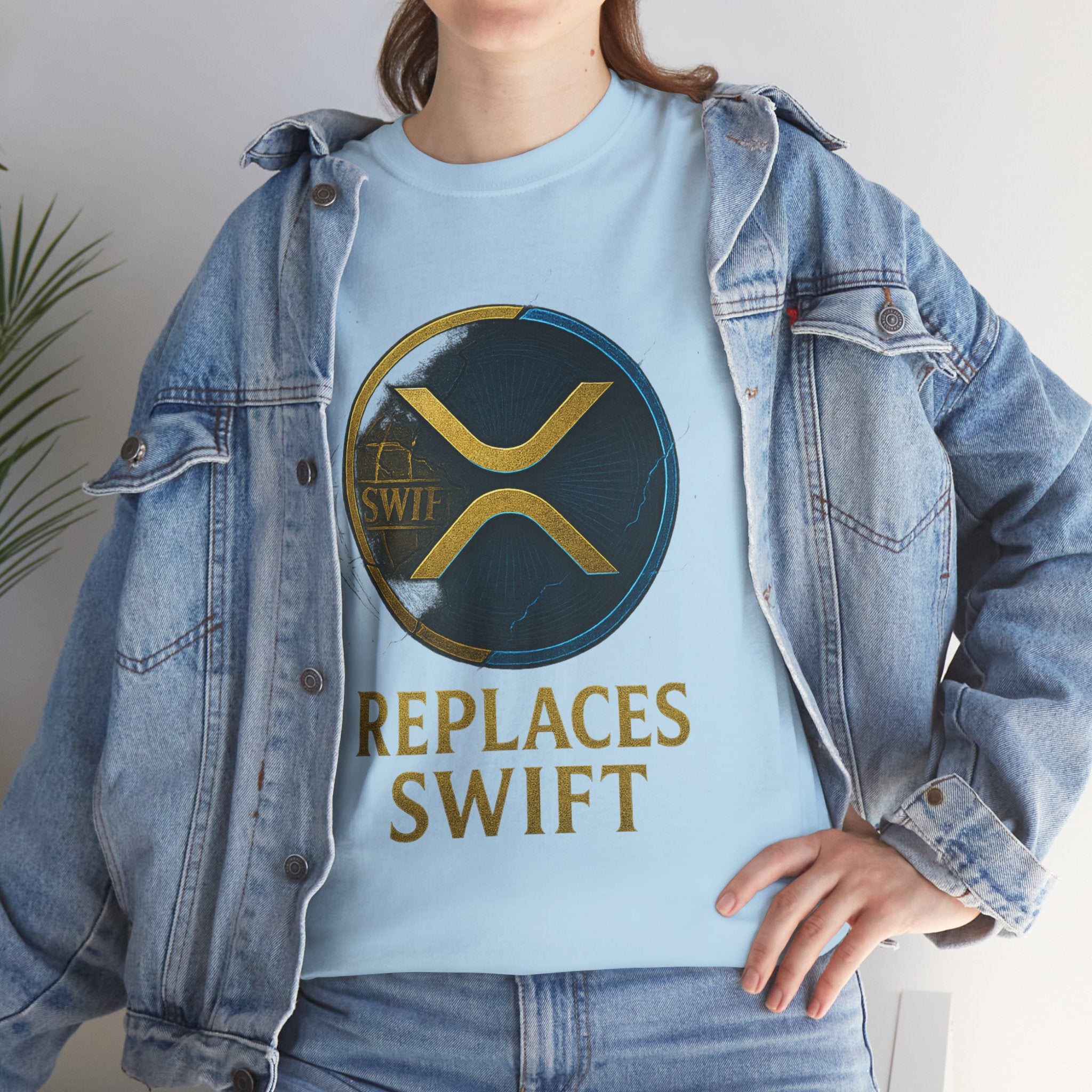 XRP 'Replaces Swift' Cotton Tee — Crypto Ripple Logo T-Shirt