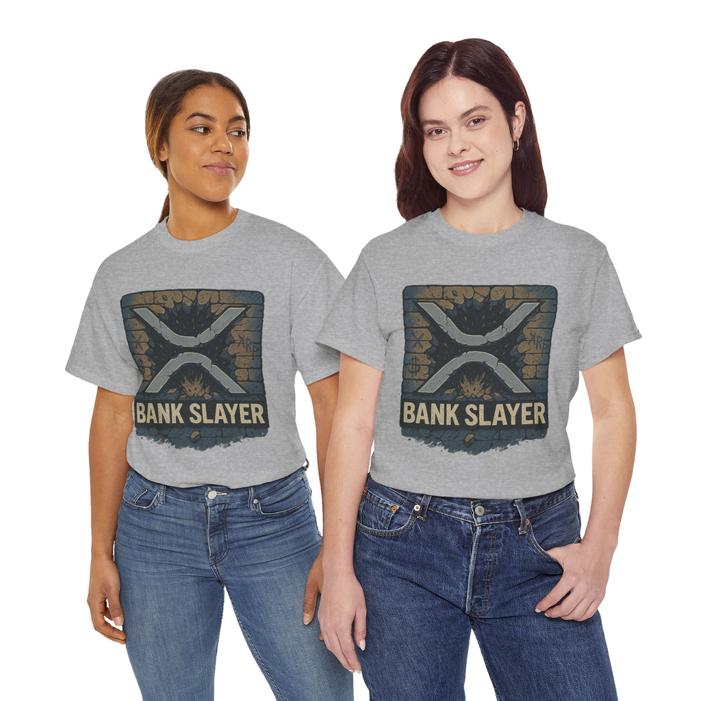 Bank Slayer T‑Shirt — Retro Grunge Crypto XRP Design