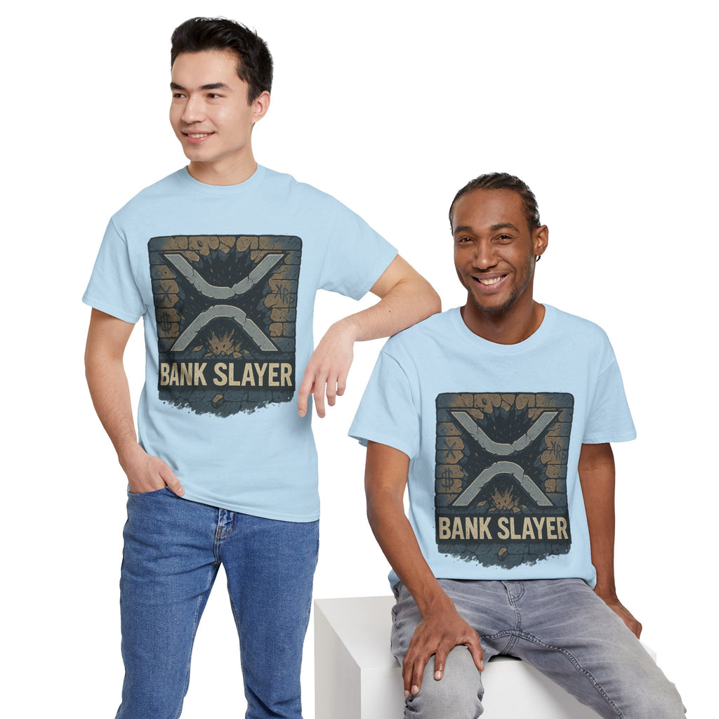 Bank Slayer T‑Shirt — Retro Grunge Crypto XRP Design