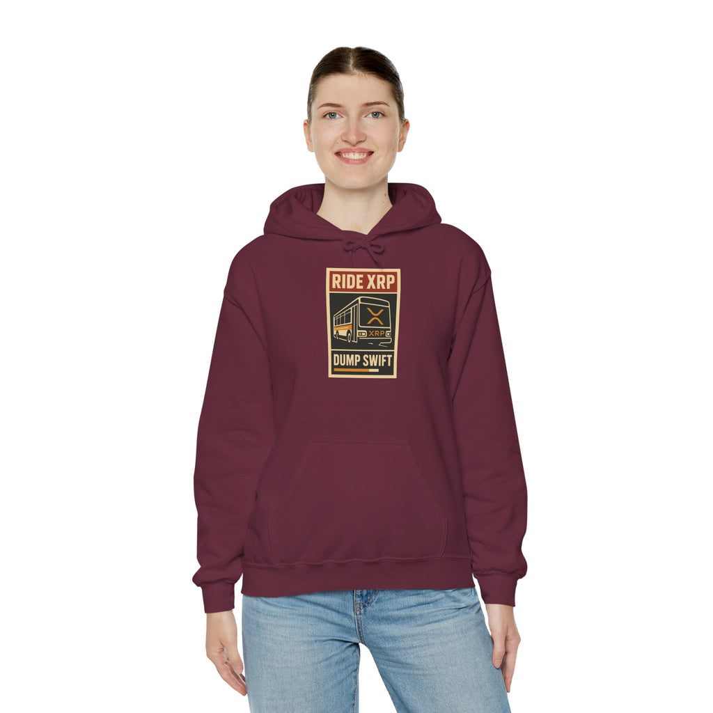 XRP Crypto Hoodie — "Ride XRP, Dump Swift" Retro Badge