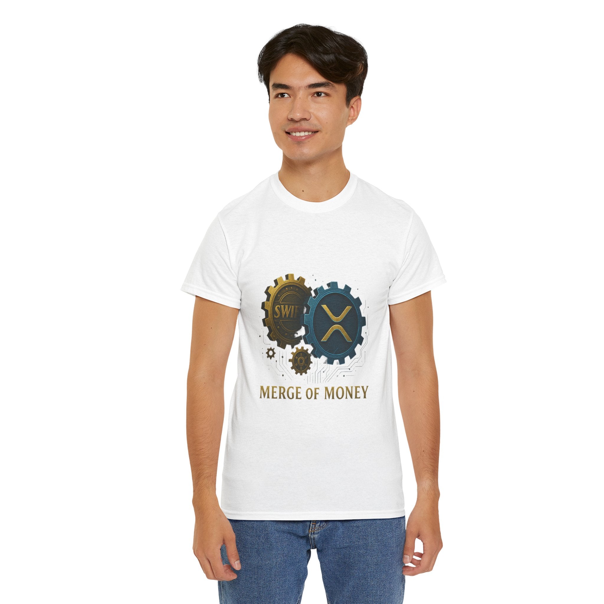 Merge of Money Tee - Cryptocurrency Gears XRP & SWI Crypto T-Shirt