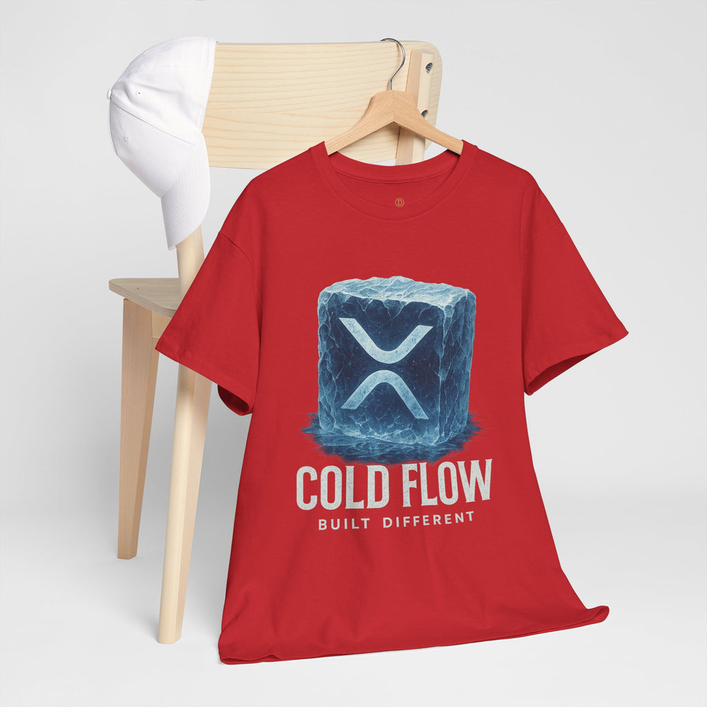 Cold Flow Ripple Logo T‑Shirt — 'Cold Flow: Built Different' Ice Cube Design