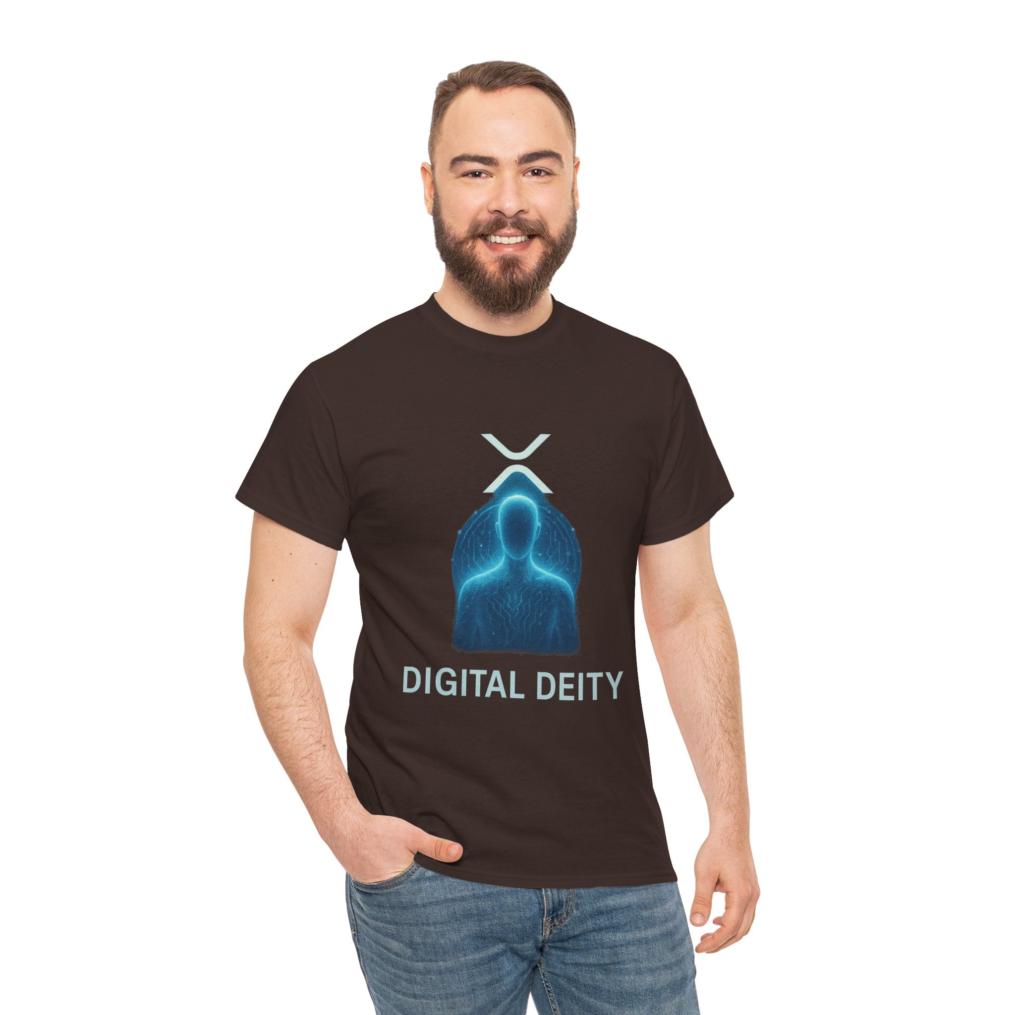 Digital Deity T‑Shirt — Futuristic Neon Tech Hoodie Tee
