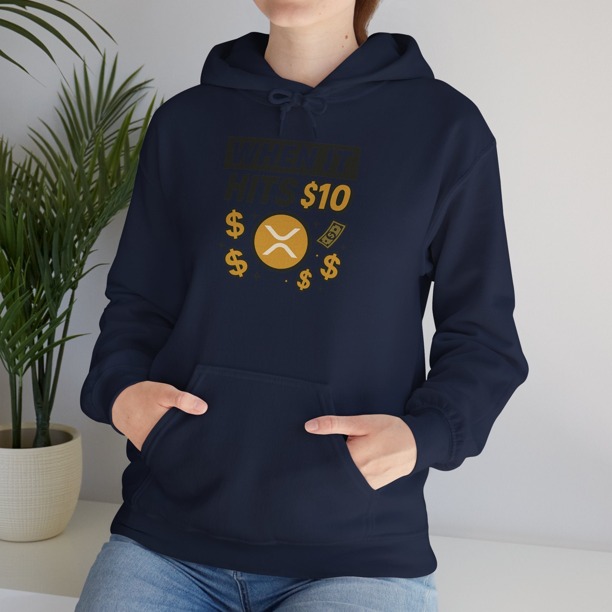 Crypto HODL Hoodie – "When It Hits 10" Funny XRP Coin Sweatshirt
