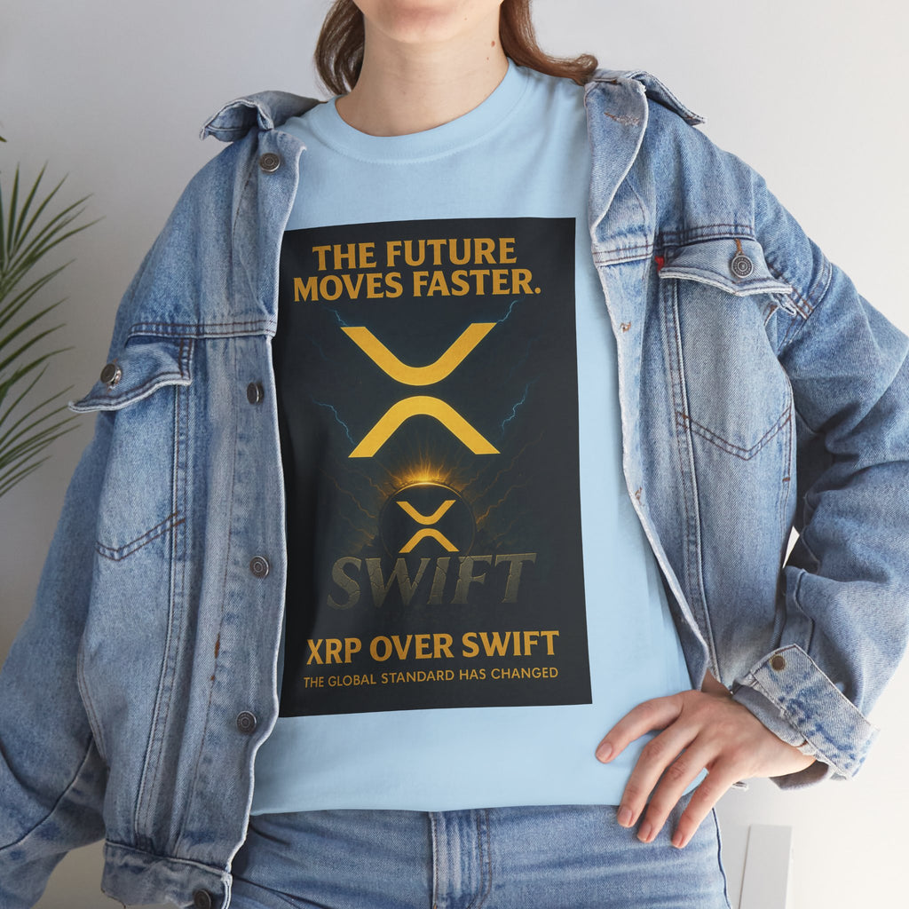 XRP Swift Crypto T-Shirt — “The Future Moves Faster” XRP Over Swift Tee