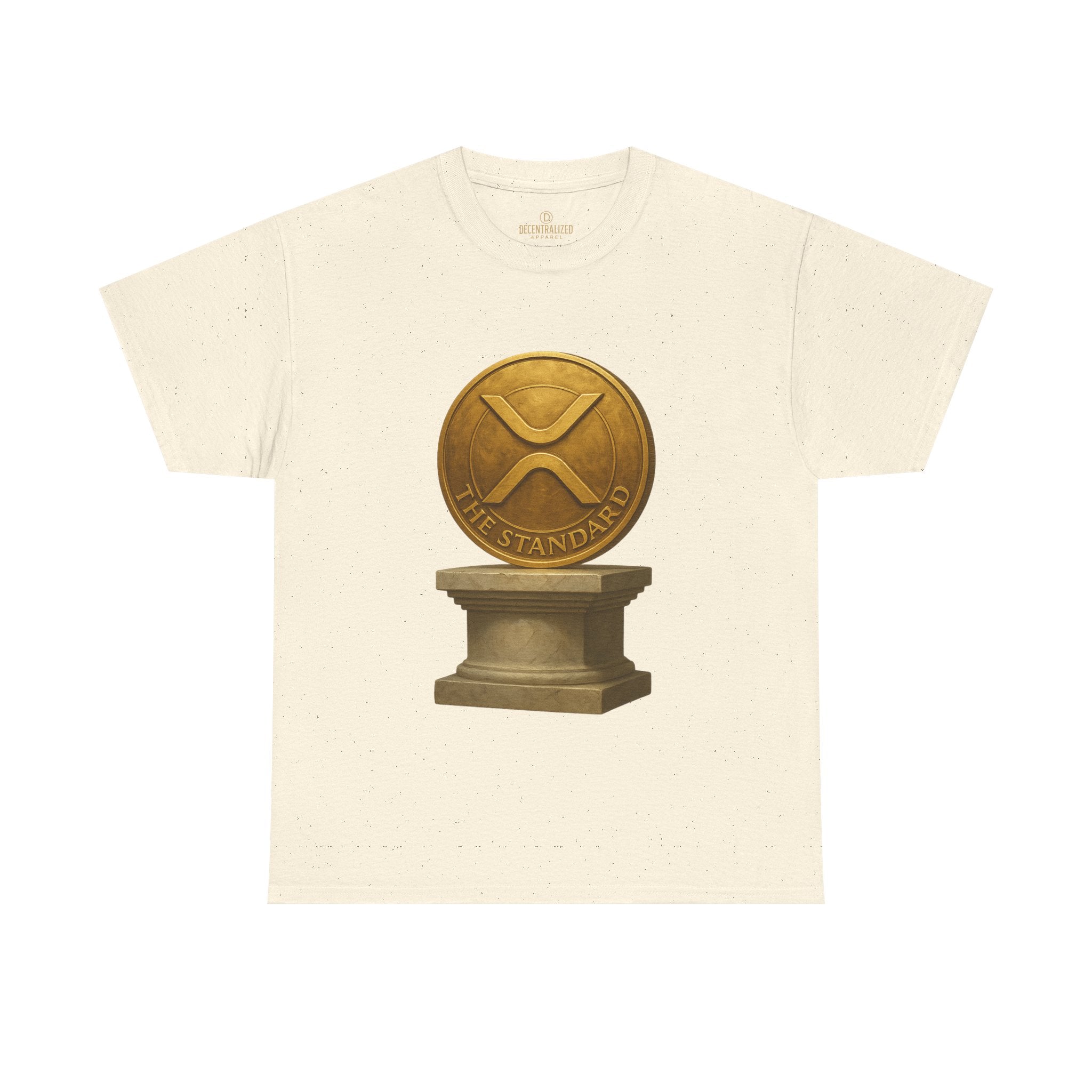 XRP Ledger Trophy T‑Shirt – Gold Ripple Coin on Pedestal Crypto Tee
