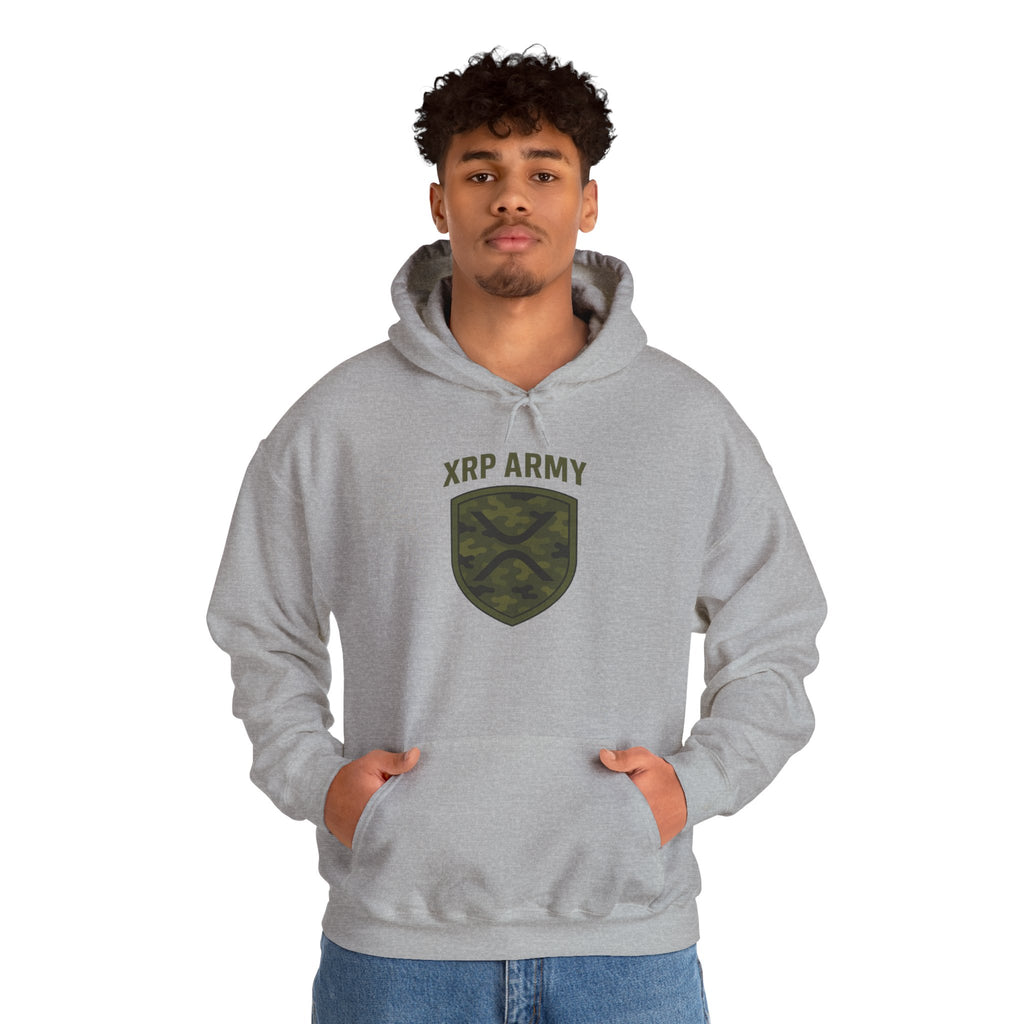 XRP Army Hoodie – Crypto Shield Camouflage Sweatshirt