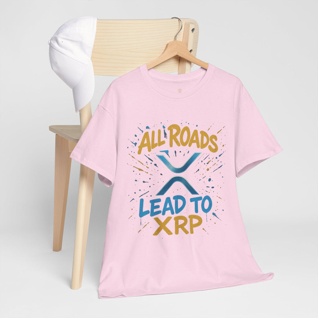 XRP Crypto Tee — "All Roads Lead to XRP" Casual Cryptocurrency Shirt