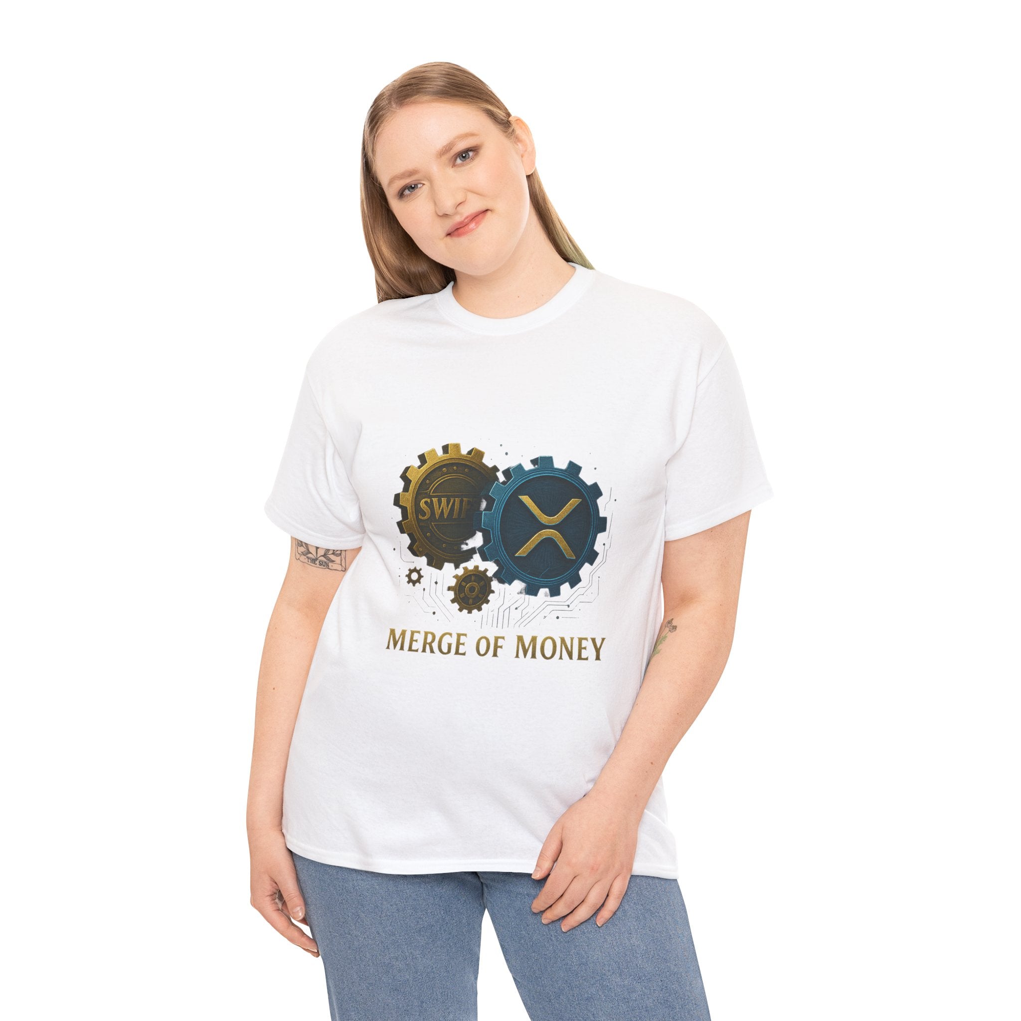 Merge of Money Tee - Cryptocurrency Gears XRP & SWI Crypto T-Shirt