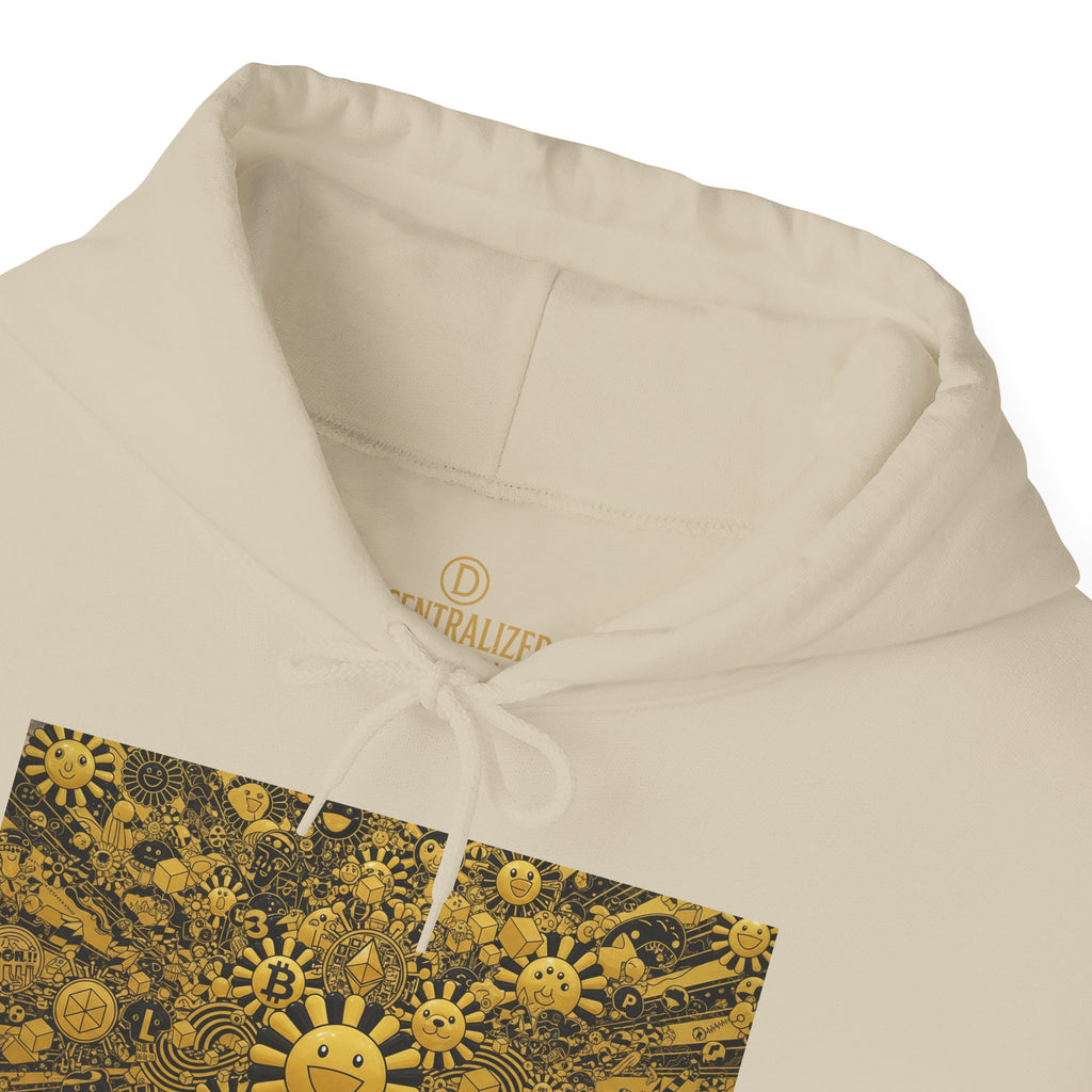 Solar Mandala Hoodie — Golden Sunburst Graphic Pullover