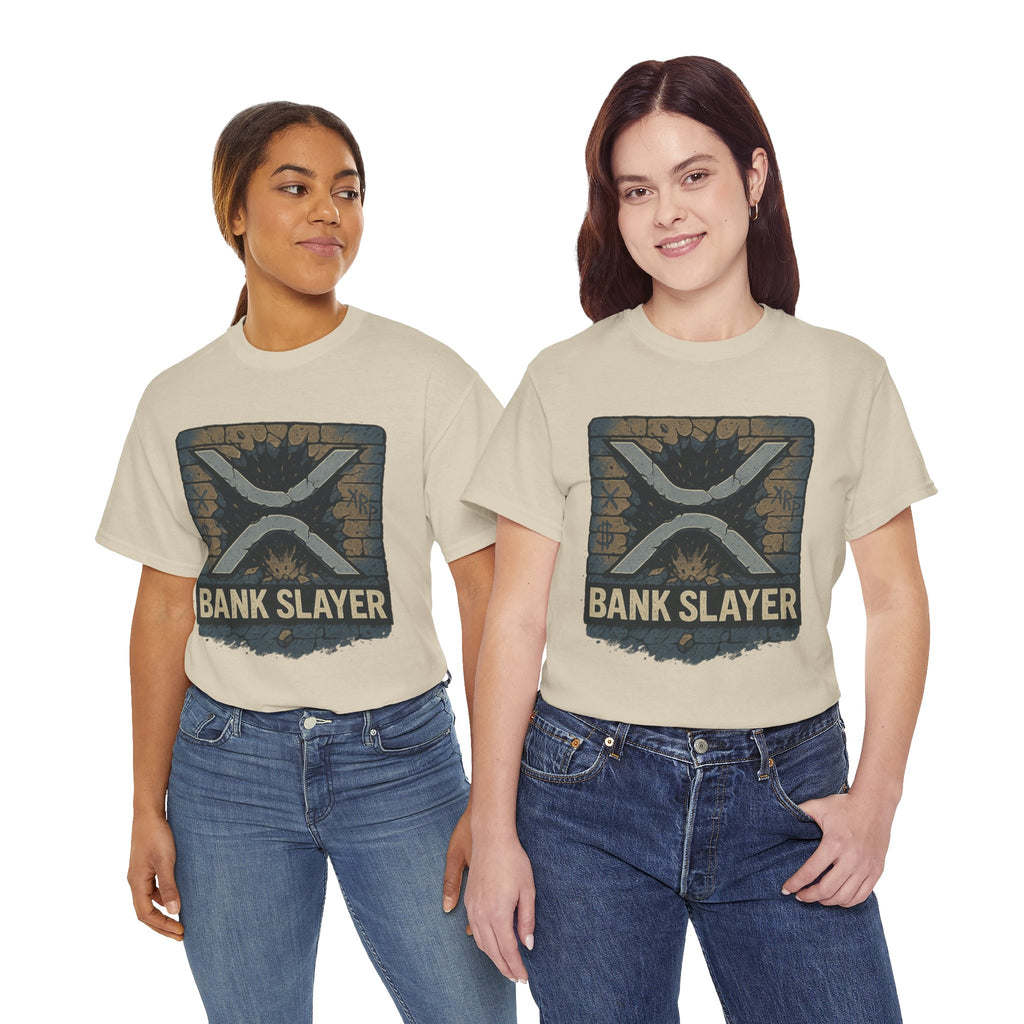 Bank Slayer T‑Shirt — Retro Grunge Crypto XRP Design