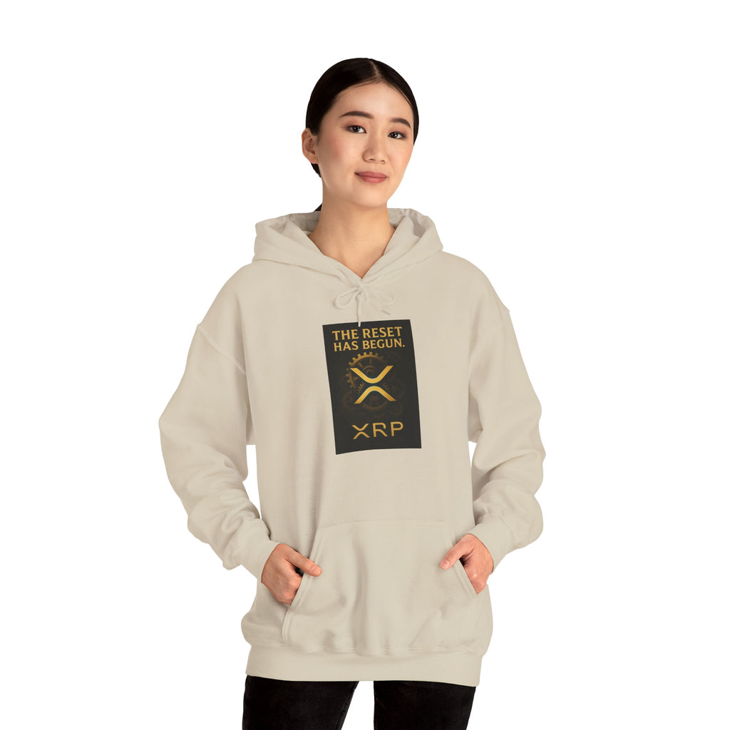 XRP Hoodie — "The Reset Has Begun" Crypto Logo Pullover