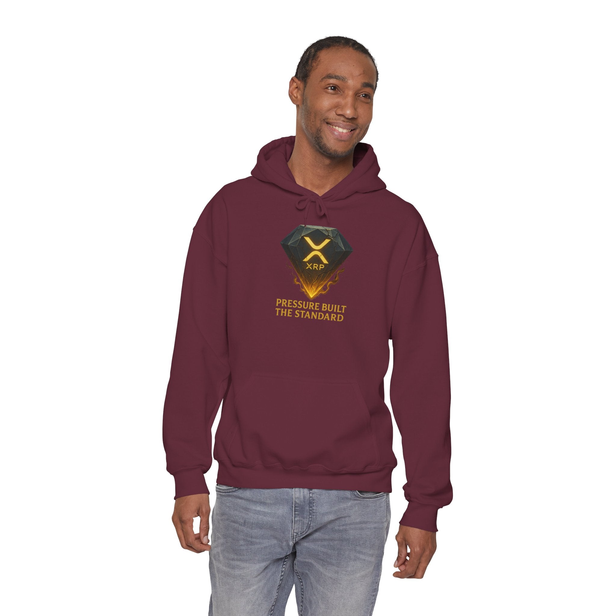 XRP Crypto Hoodie — "Pressure Built The Standard" Logo Pullover