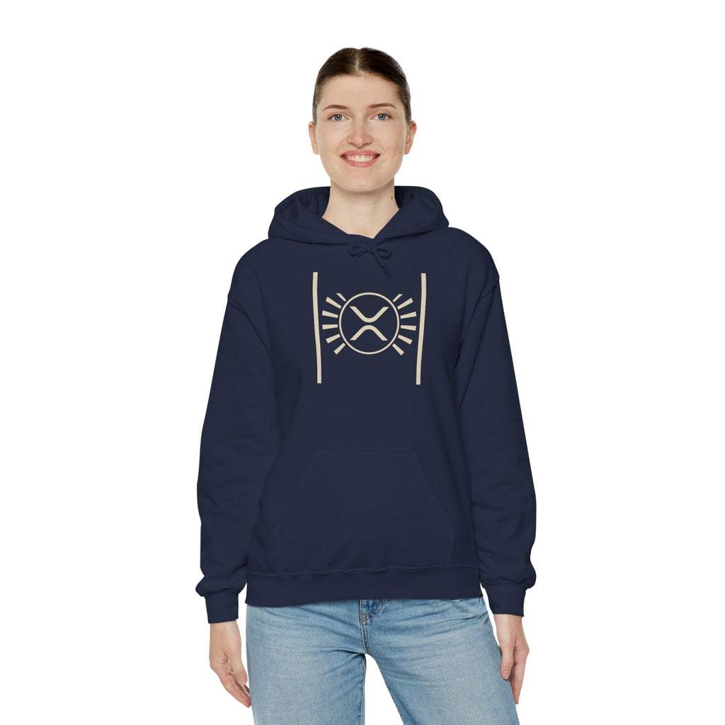 XRP Minimalist Logo Hoodie — Crypto Sun Symbol Sweatshirt