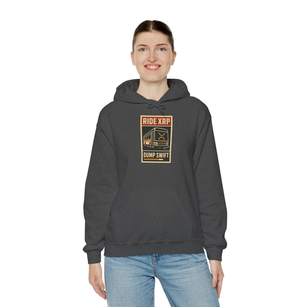 XRP Crypto Hoodie — "Ride XRP, Dump Swift" Retro Badge
