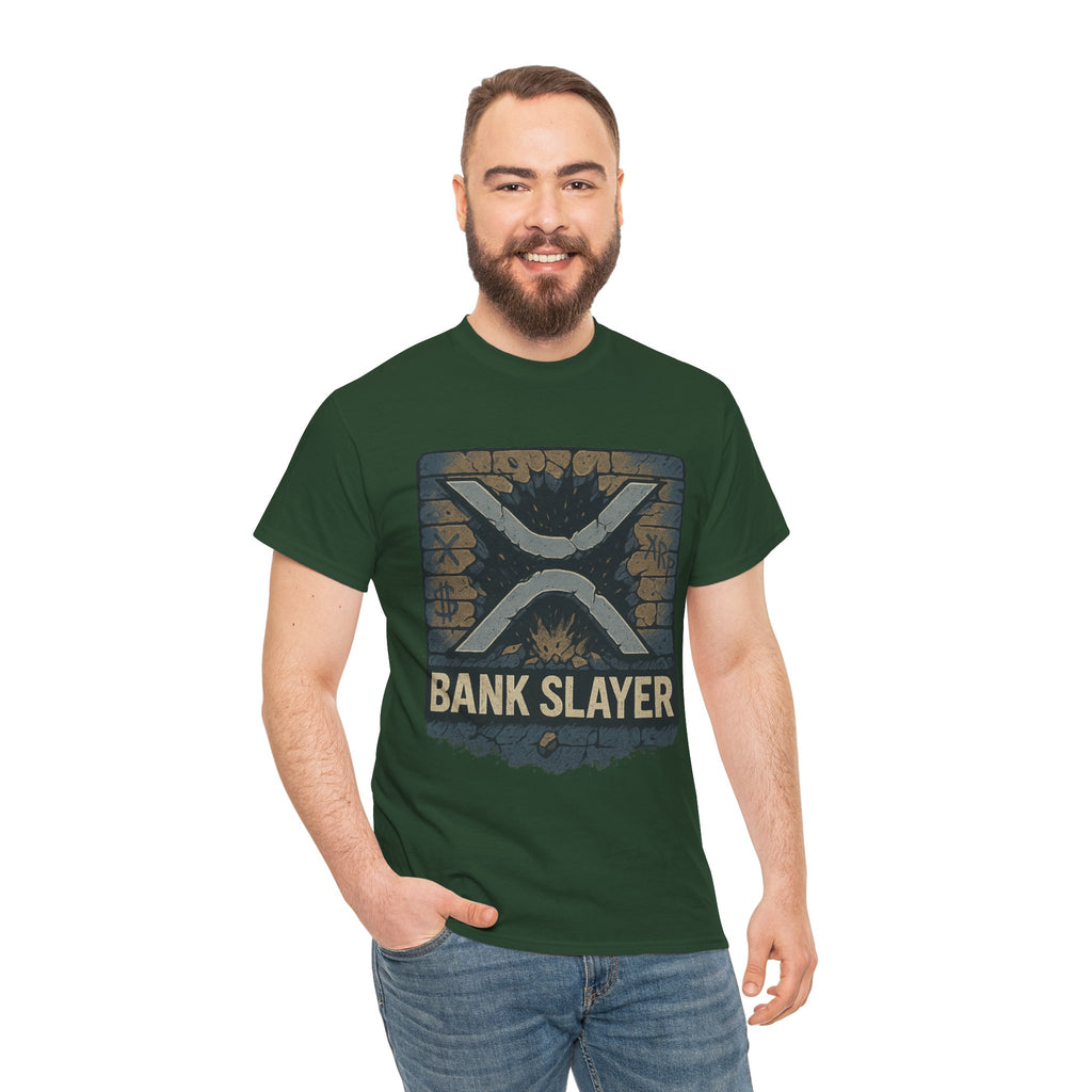Bank Slayer T‑Shirt — Retro Grunge Crypto XRP Design