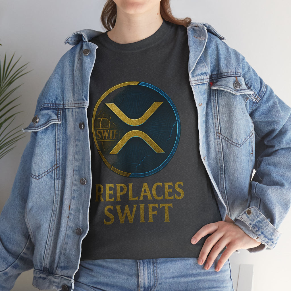 XRP 'Replaces Swift' Cotton Tee — Crypto Ripple Logo T-Shirt