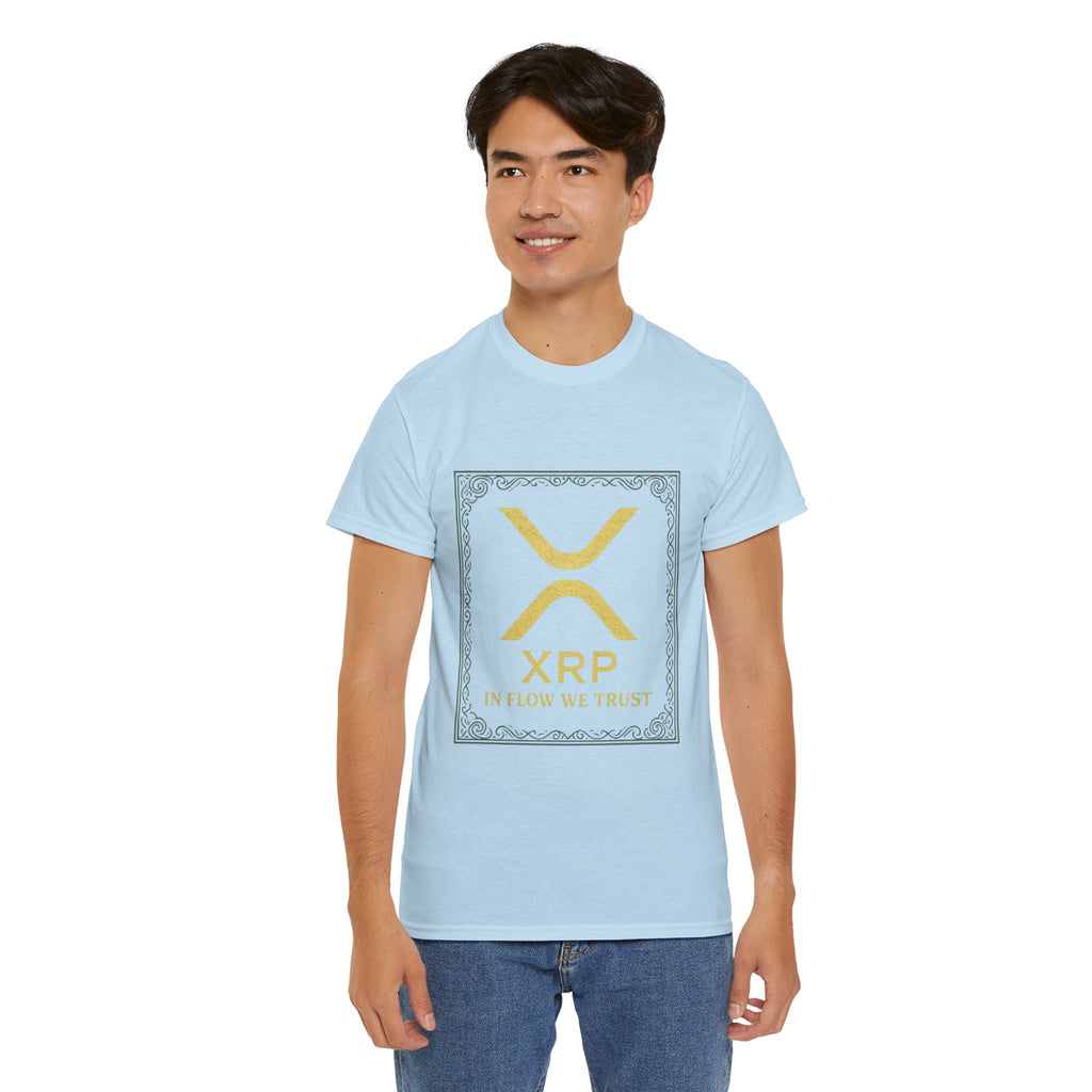 XRP Logo T-Shirt — "In Flow We Trust" Crypto Tee for Ripple Fans