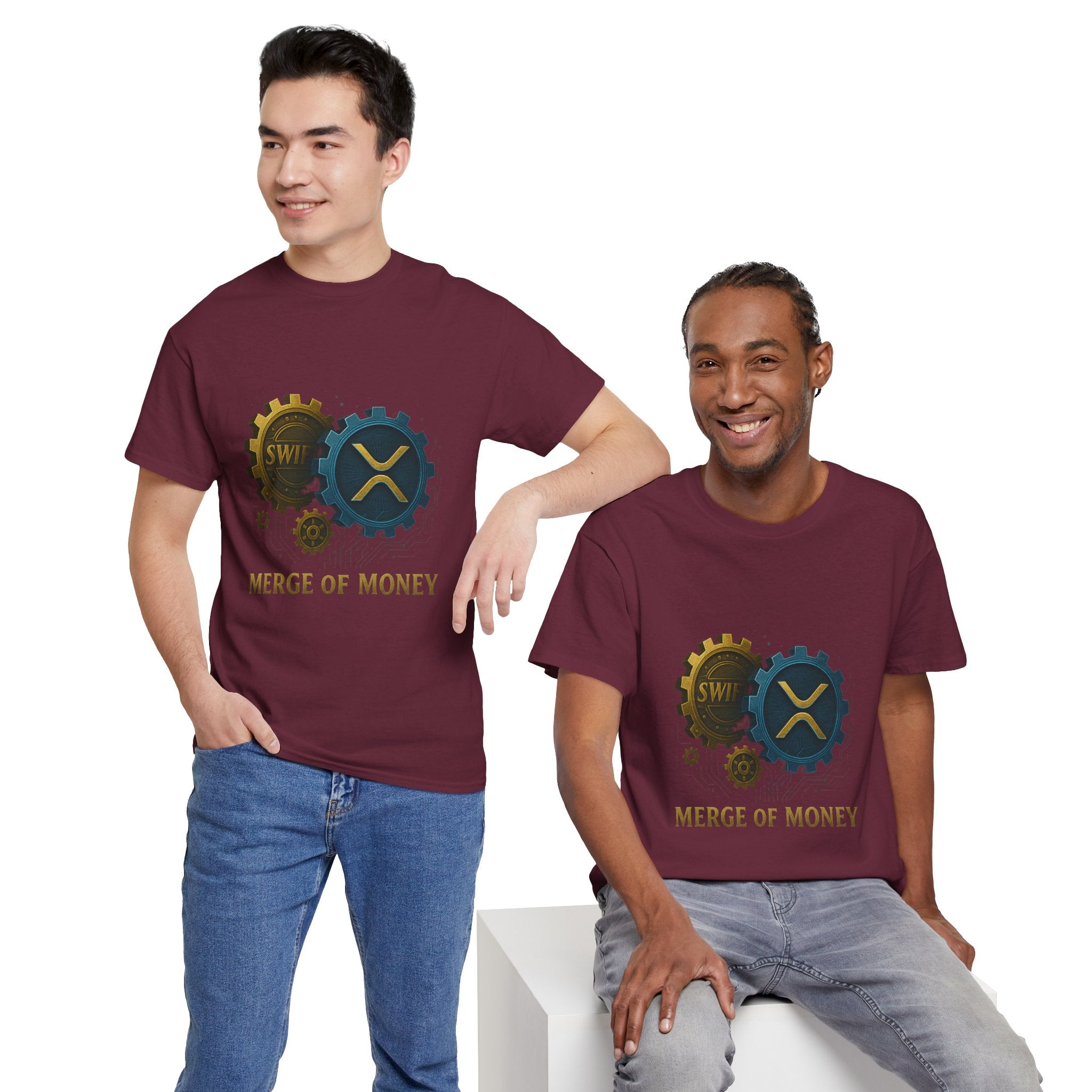 Merge of Money Tee - Cryptocurrency Gears XRP & SWI Crypto T-Shirt