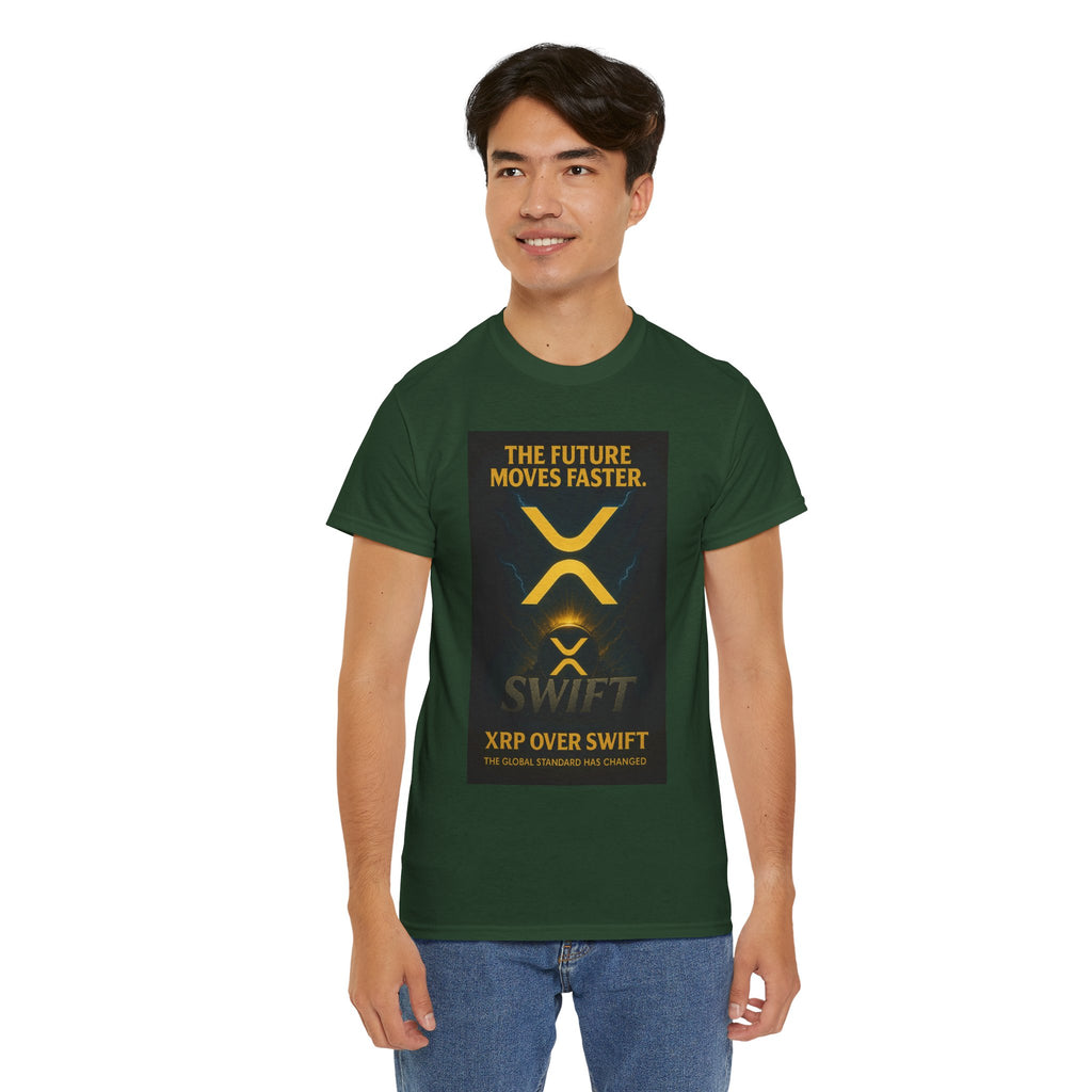 XRP Swift Crypto T-Shirt — “The Future Moves Faster” XRP Over Swift Tee