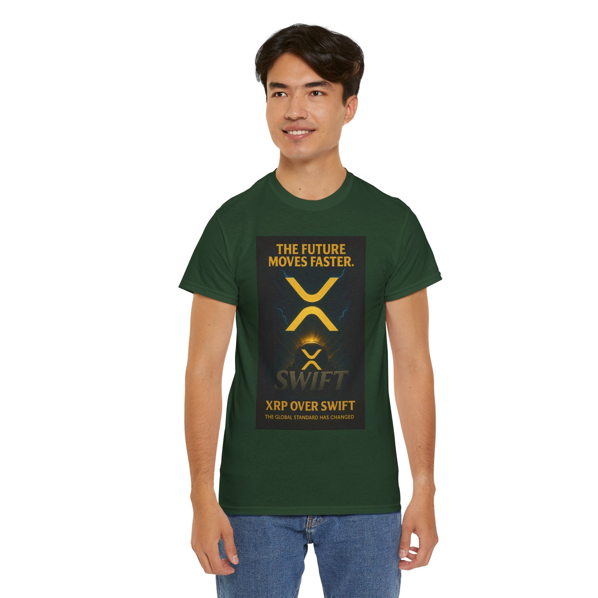 XRP Swift Crypto T-Shirt — “The Future Moves Faster” XRP Over Swift Tee