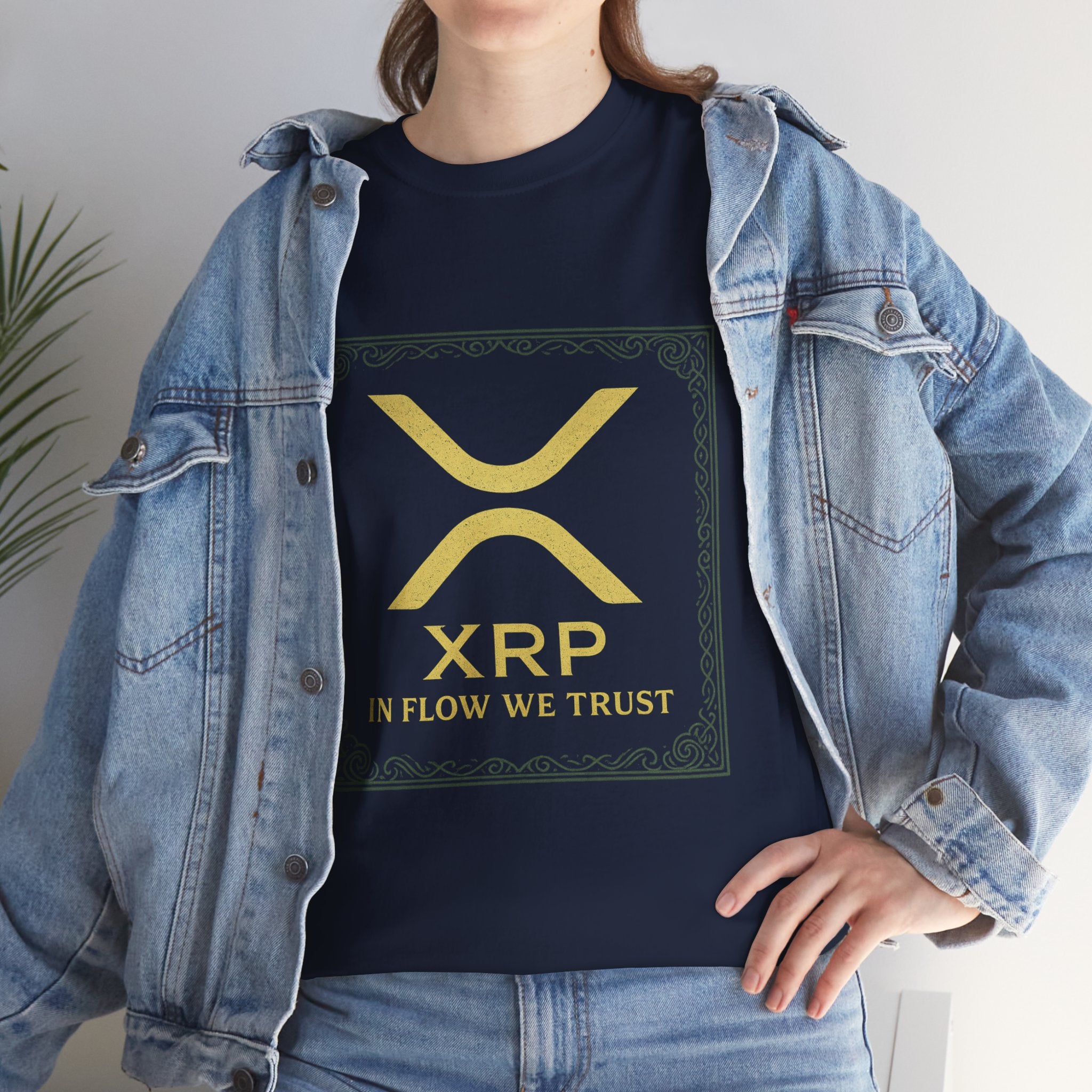 XRP Logo T-Shirt — "In Flow We Trust" Crypto Tee for Ripple Fans