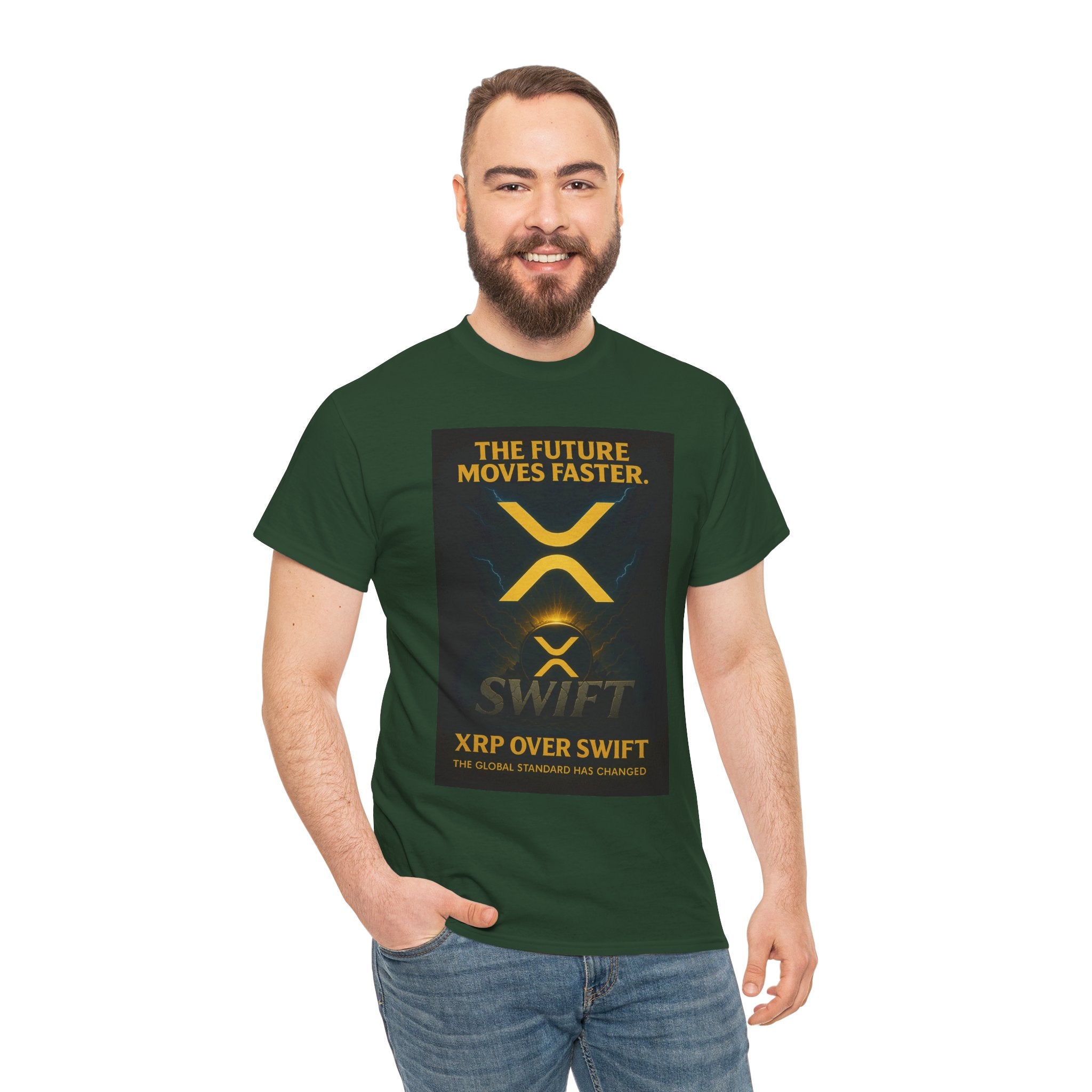 XRP Swift Crypto T-Shirt — “The Future Moves Faster” XRP Over Swift Tee