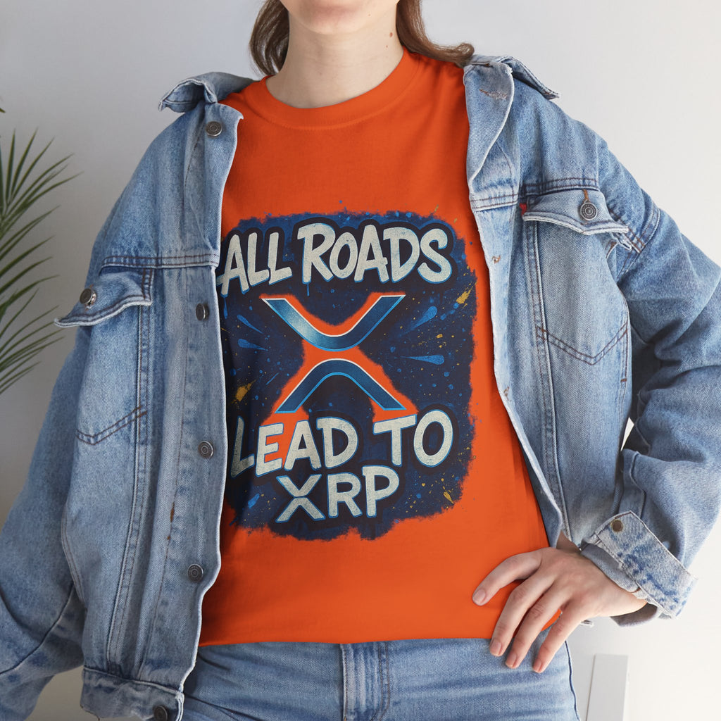 XRP Crypto T-Shirt — "All Roads Lead to XRP" Graphic Tee